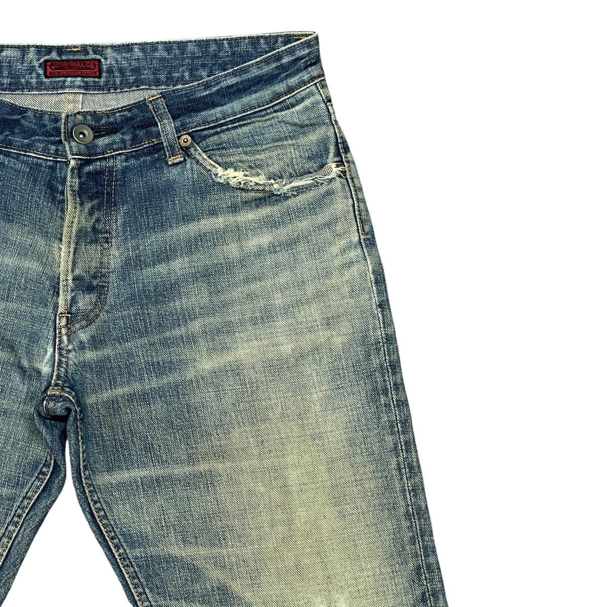 Johnbull Vtg Distressed Faded Straight Selvedge Jeans Made in Japan Size US 32 / EU 48 - 3 Thumbnail
