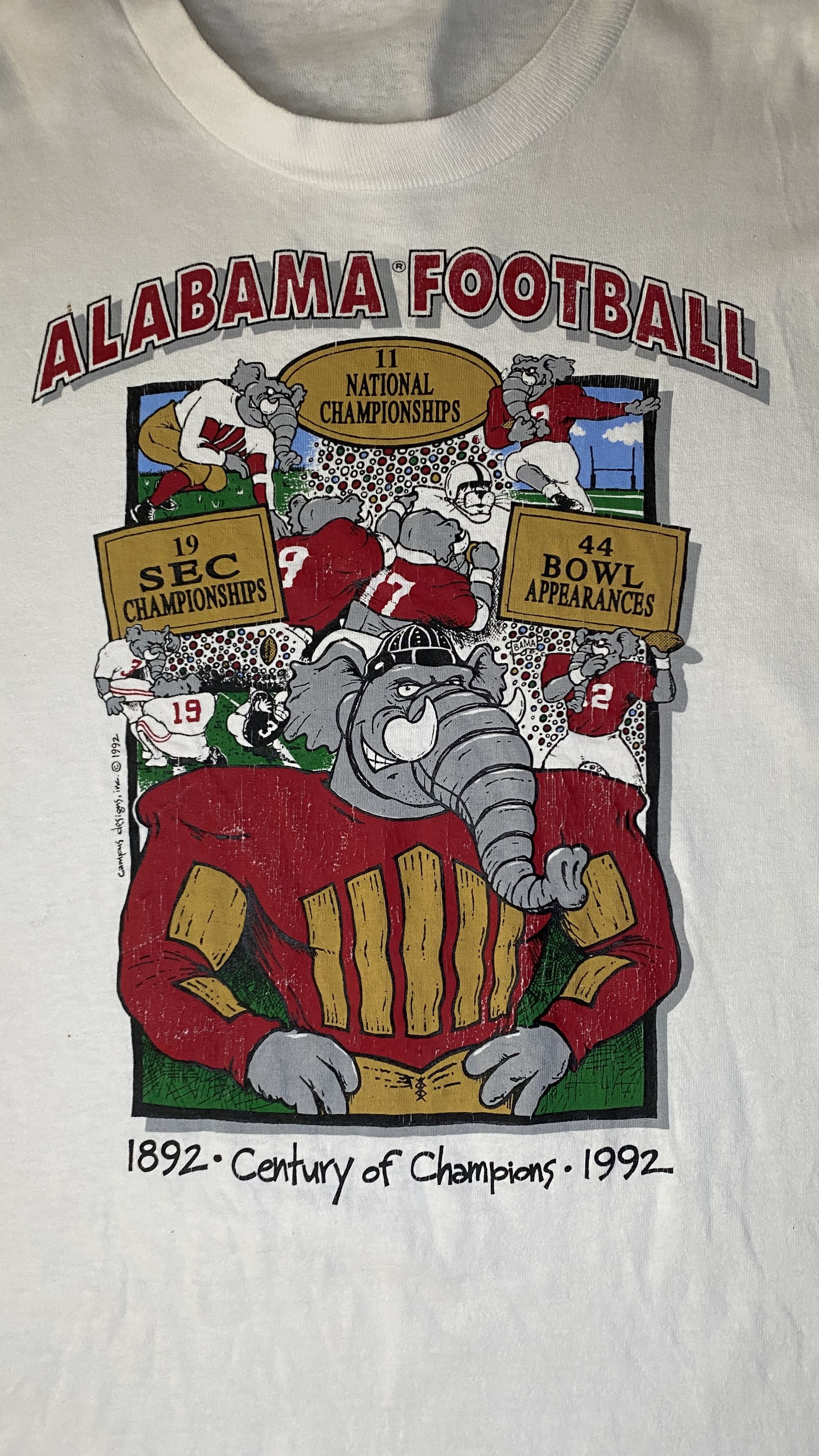 Vintage 1992 Alabama Crimson Tide Century of Champions Vintage Tee Size US XL / EU 56 / 4 - 2 Thumbnail