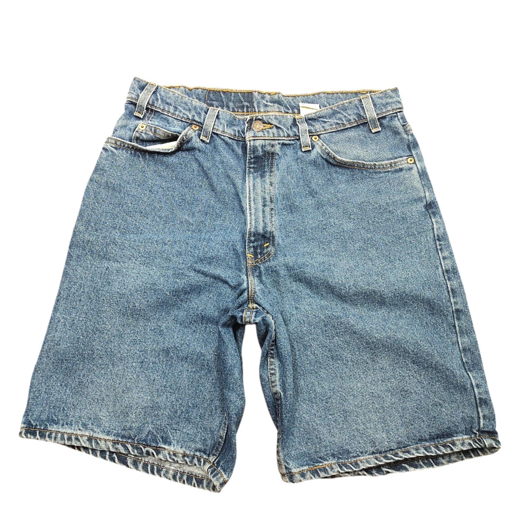 Levi's VINTAGE Levi's 560 Shorts Bermuda Men 33x10 Blue Denim Orange Tab 5-Pocket Relaxed Loose Fit 90s USA Mens Size US 33 - 2 Thumbnail