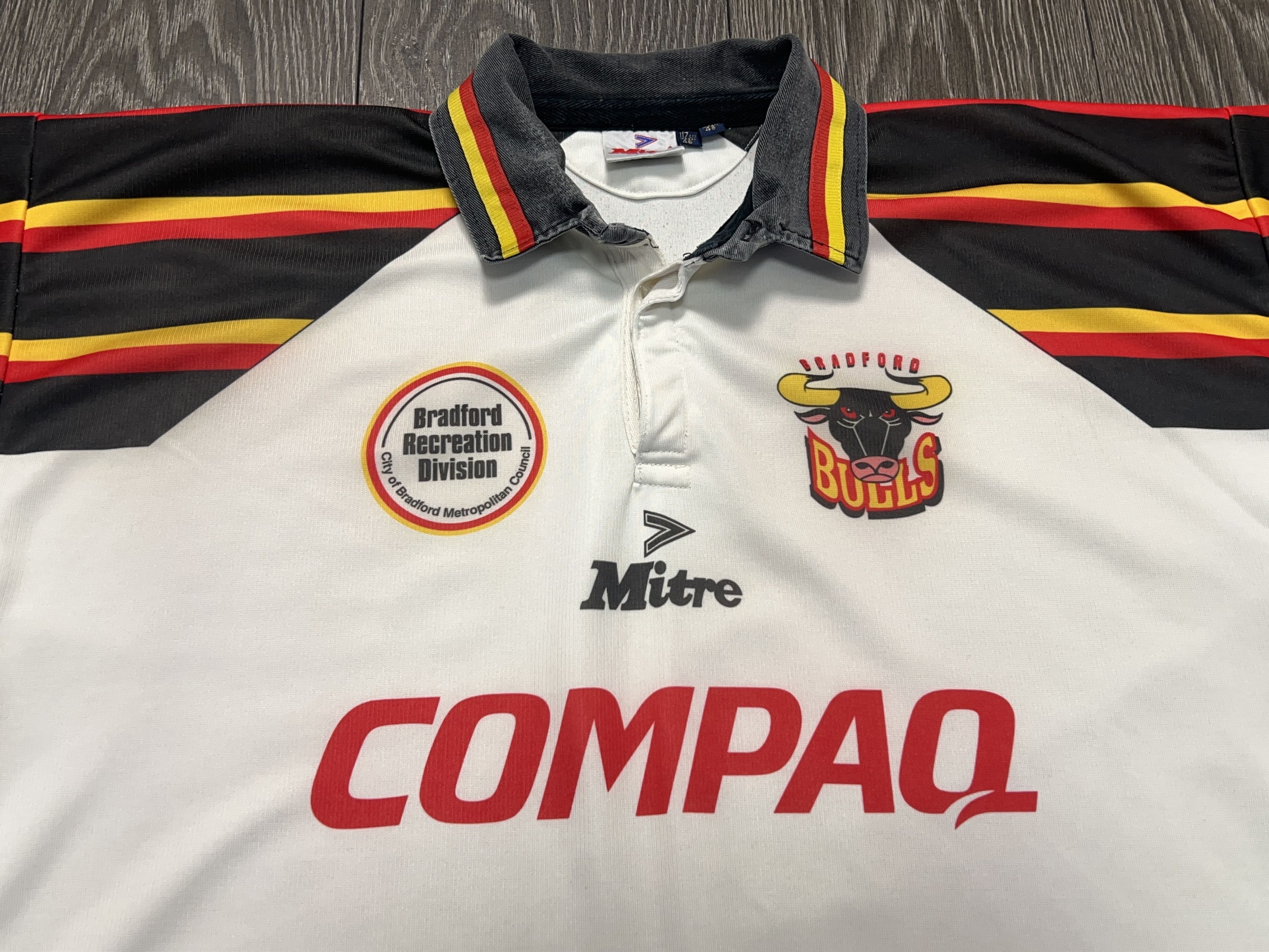 Vintage Mitre Bradford Bulls 1996 1997 England Rugby Jersey Shirt Size US L / EU 52-54 / 3 - 2 Thumbnail