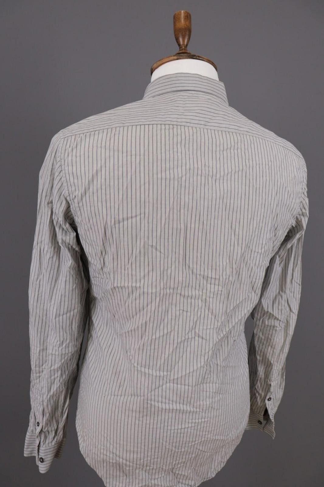 Designer Burberry London Gray Striped Button Down Shirt Size 39 Size US M / EU 48-50 / 2 - 12 Thumbnail
