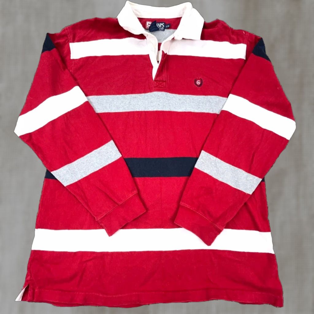 Chaps VINTAGE Chaps Ralph Lauren Rugby Shirt Men L Red Striped Heavy Y2K 2000s Polo Shirt, Polo, Classic, American, Preppy, Casual Mens Shirt Size US L / EU 52-54 / 3 - 1 Thumbnail