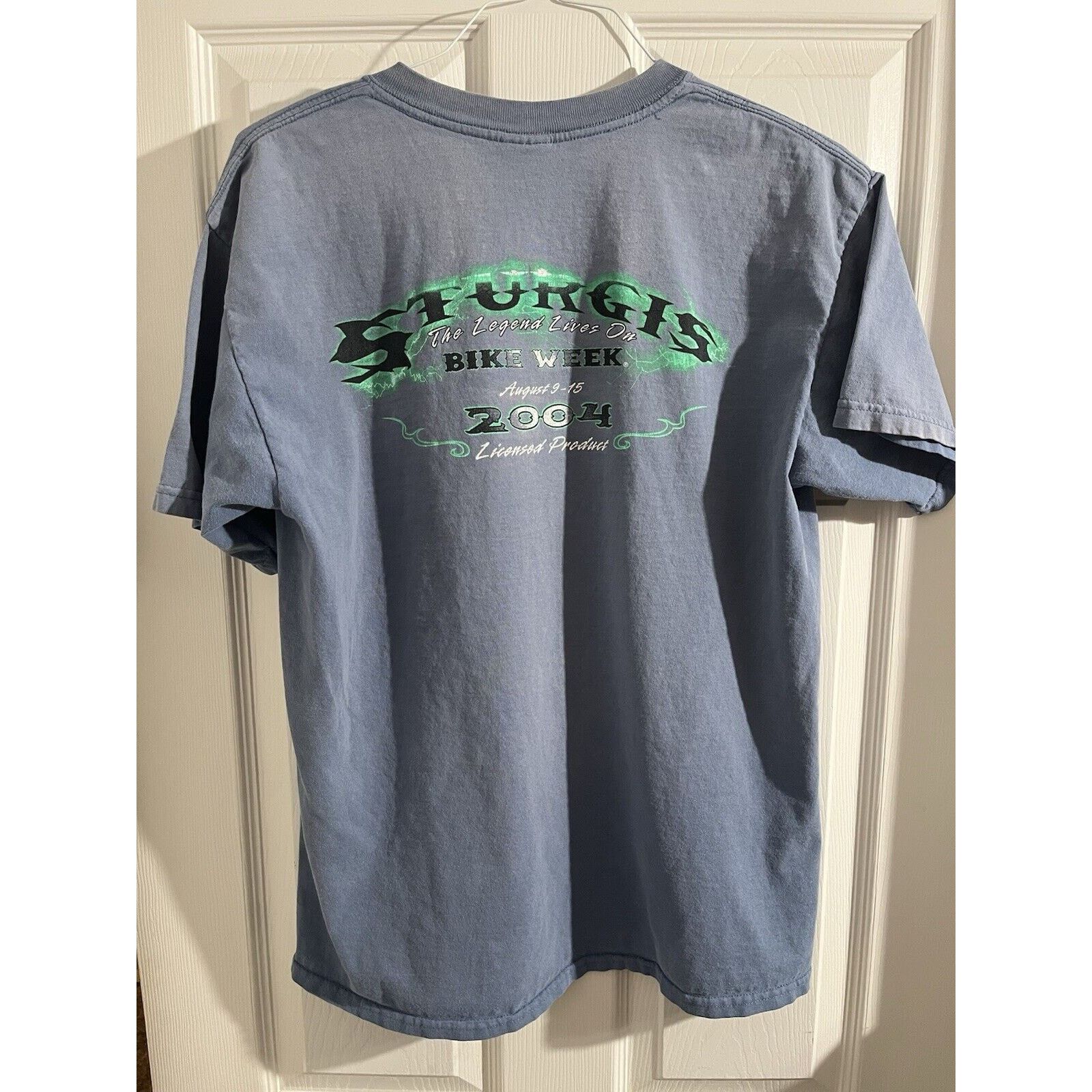Gildan Vtg Sturgis Bike Week 04 Motorcycle Skeleton Flames Men Sz L Size US L / EU 52-54 / 3 - 5 Thumbnail