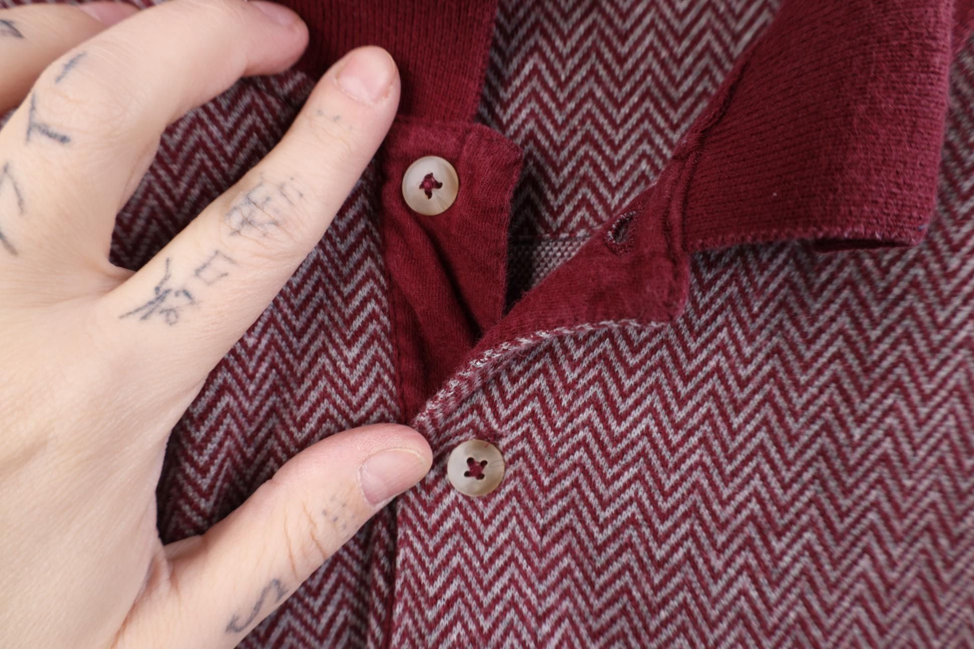 Vintage Vintage 90s Streetwear Herringbone Long Sleeve Pullover Polo Size US XL / EU 56 / 4 - 5 Thumbnail