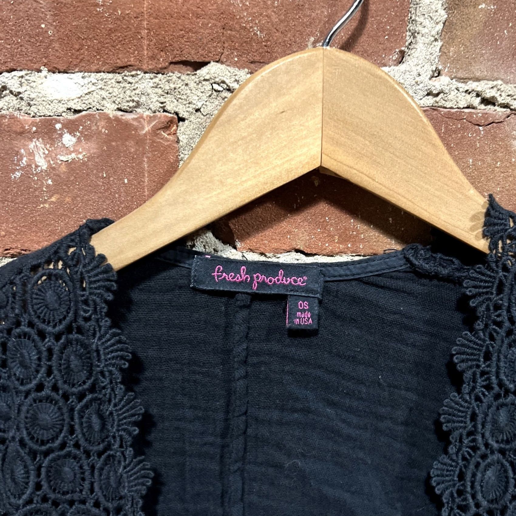 Vintage Fresh Produce Cardigan Sweater Women's One Size Black Cotton Open Front Size ONE SIZE - 2 Thumbnail