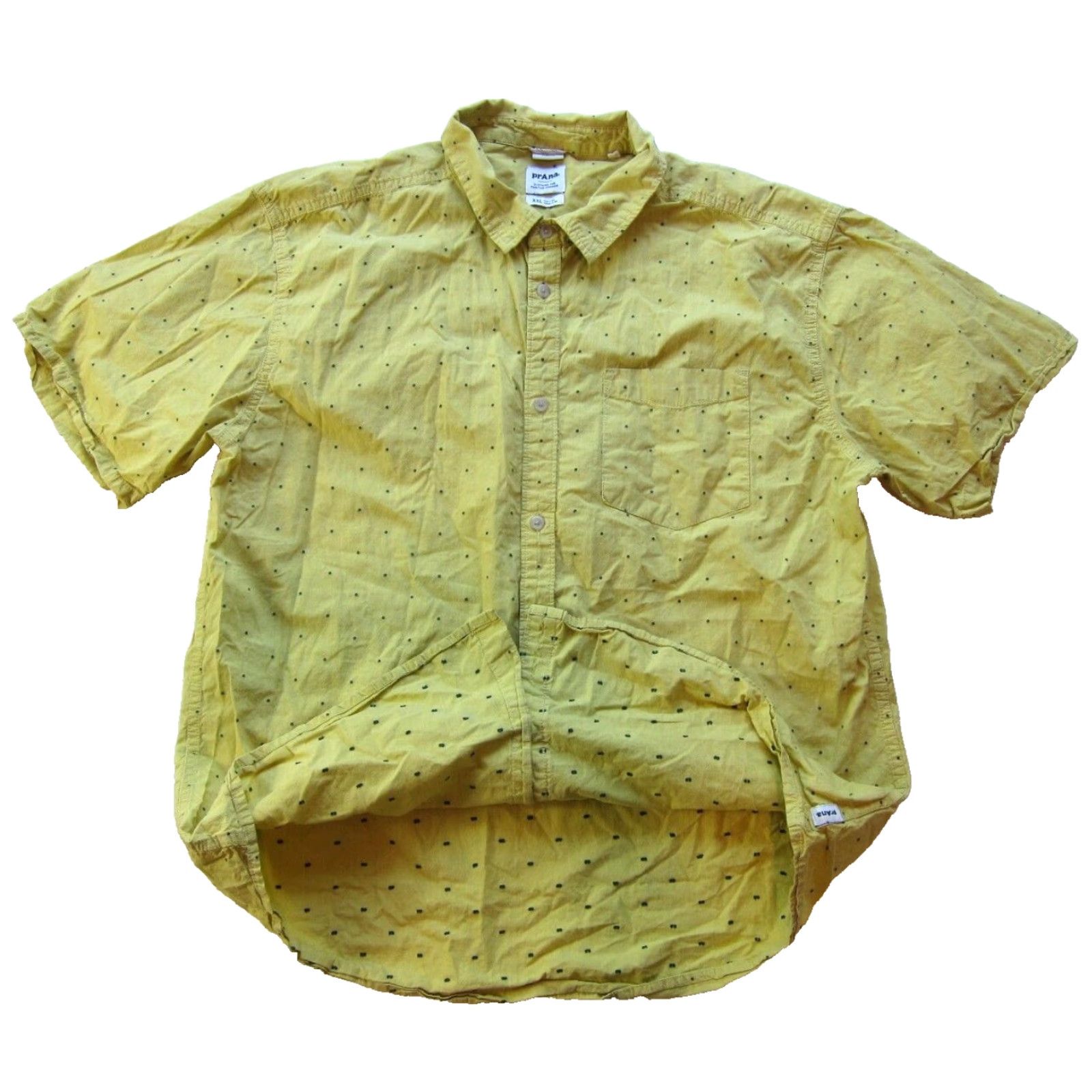 Prana prAna 100% Cotton Yellow Green Polka Dot Short Sleeve Slim Fit Shirt Men XXL Size US XXL / EU 58 / 5 - 5 Thumbnail