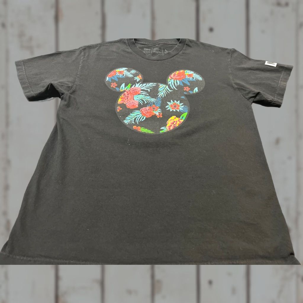 Disney Disney Neff Mickey Mouse Shirt L Black Floral Cotton T-Shirt Short Sleeve Men Size US L / EU 52-54 / 3 - 1 Thumbnail
