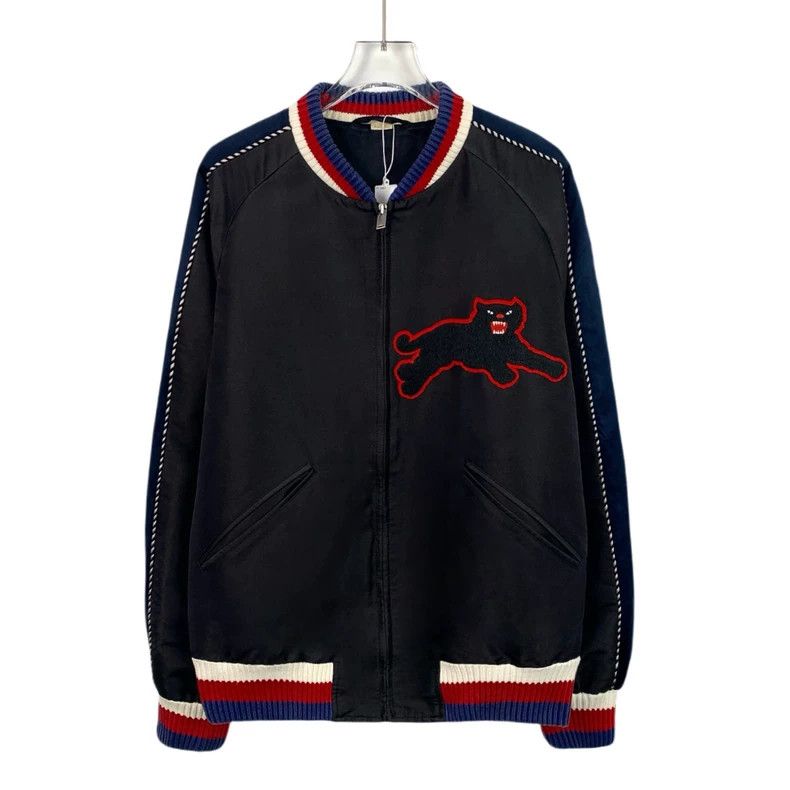Gucci Gucci Black tiger embroidery mulberry silk zipper long-slee Size US M / EU 48-50 / 2 - 1 Thumbnail