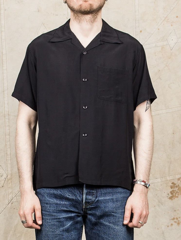 image of Buzz Ricksons x Toyo Enterprises Style Eyes Black Japan Rayon Camp Collar Shirt — Men’S Xl, Men's