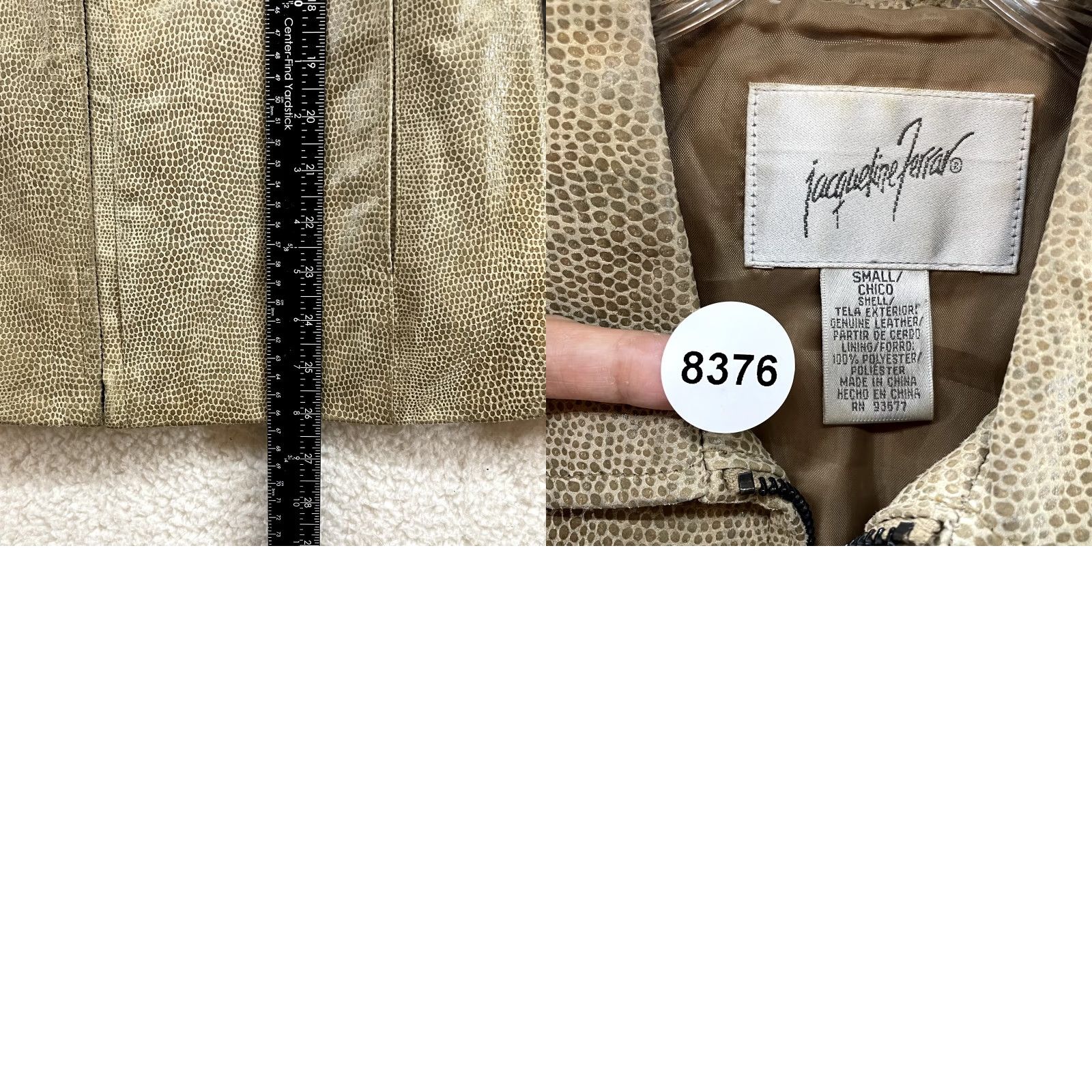 Vintage VINTAGE Leather Jacket Womens S Tan Beige Faux Snakeskin Pebble Jacket Glam Rock 1990s Womens S Size S / US 4 / IT 40 - 8 Thumbnail