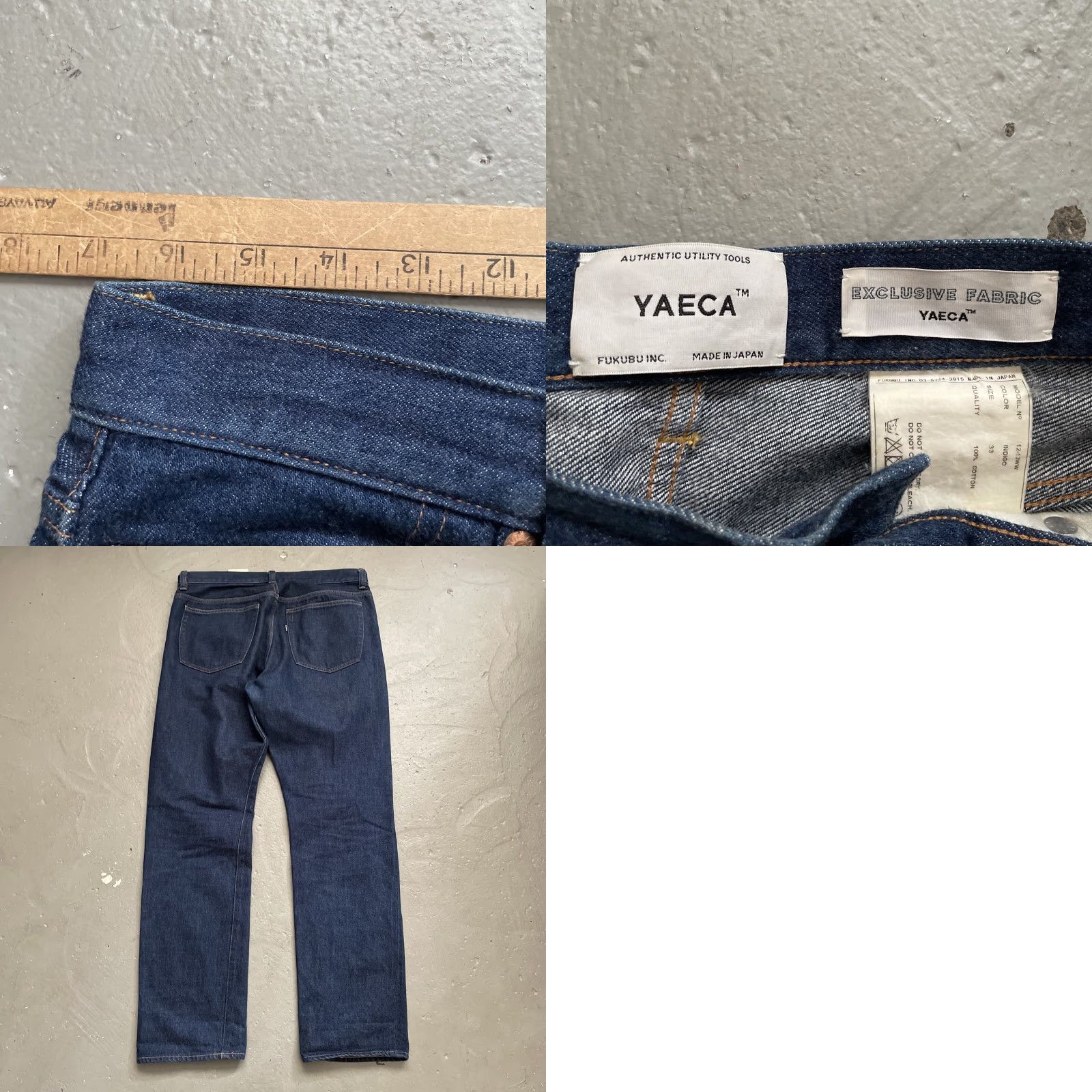 Denime VINTAGE Yaeca Jeans Indigo Denim Selvedge Fukubu Made In Japan 33 Jeans Mens Blue 90s Heritage Workwear Japanese (if 90s) Size US 33 - 8 Thumbnail