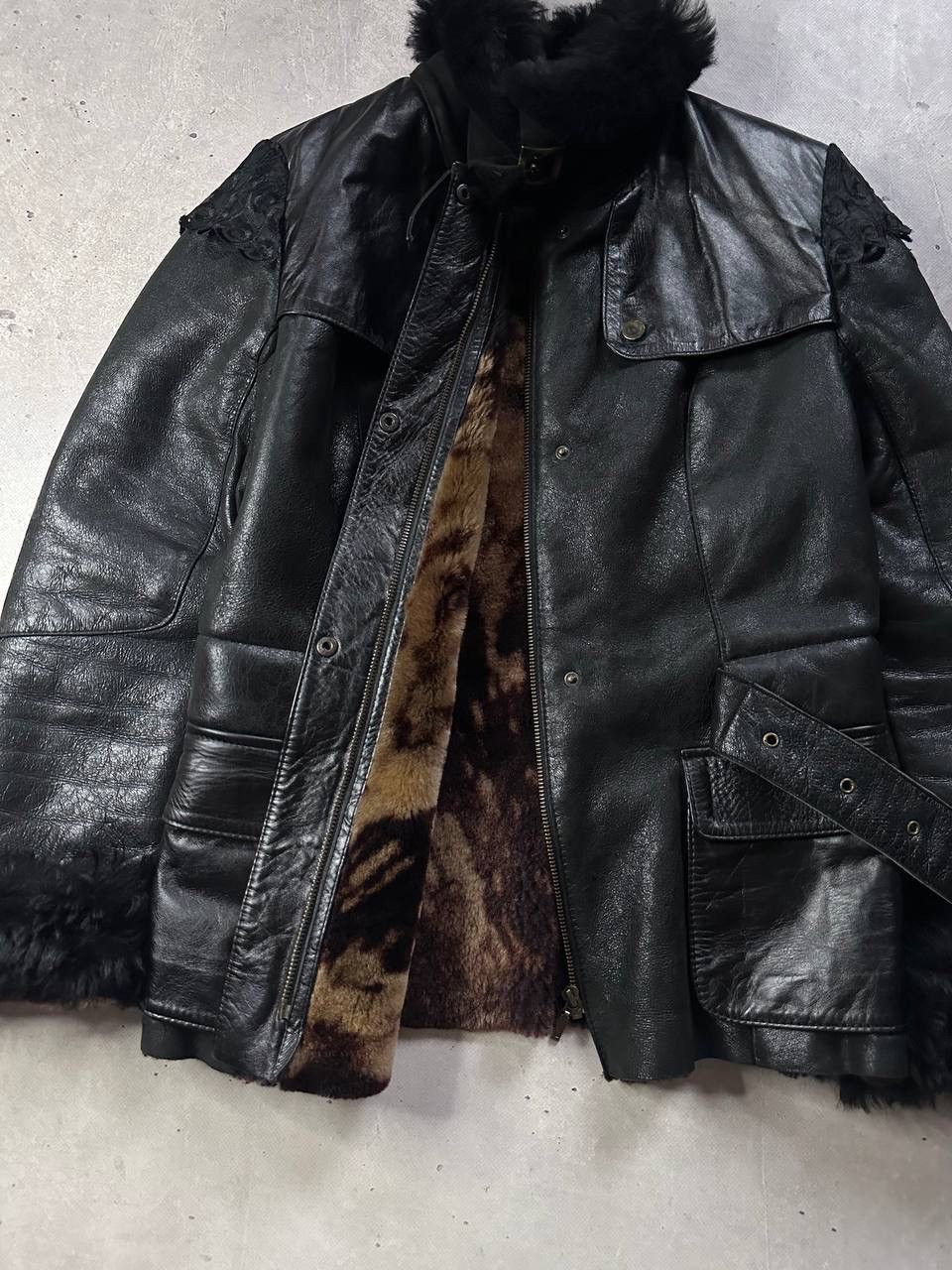 Leather Aspelle Vintage Women’s Leather Fur Coat Black GB12 M-L Y2K Size M / US 6-8 / IT 42-44 - 6 Thumbnail