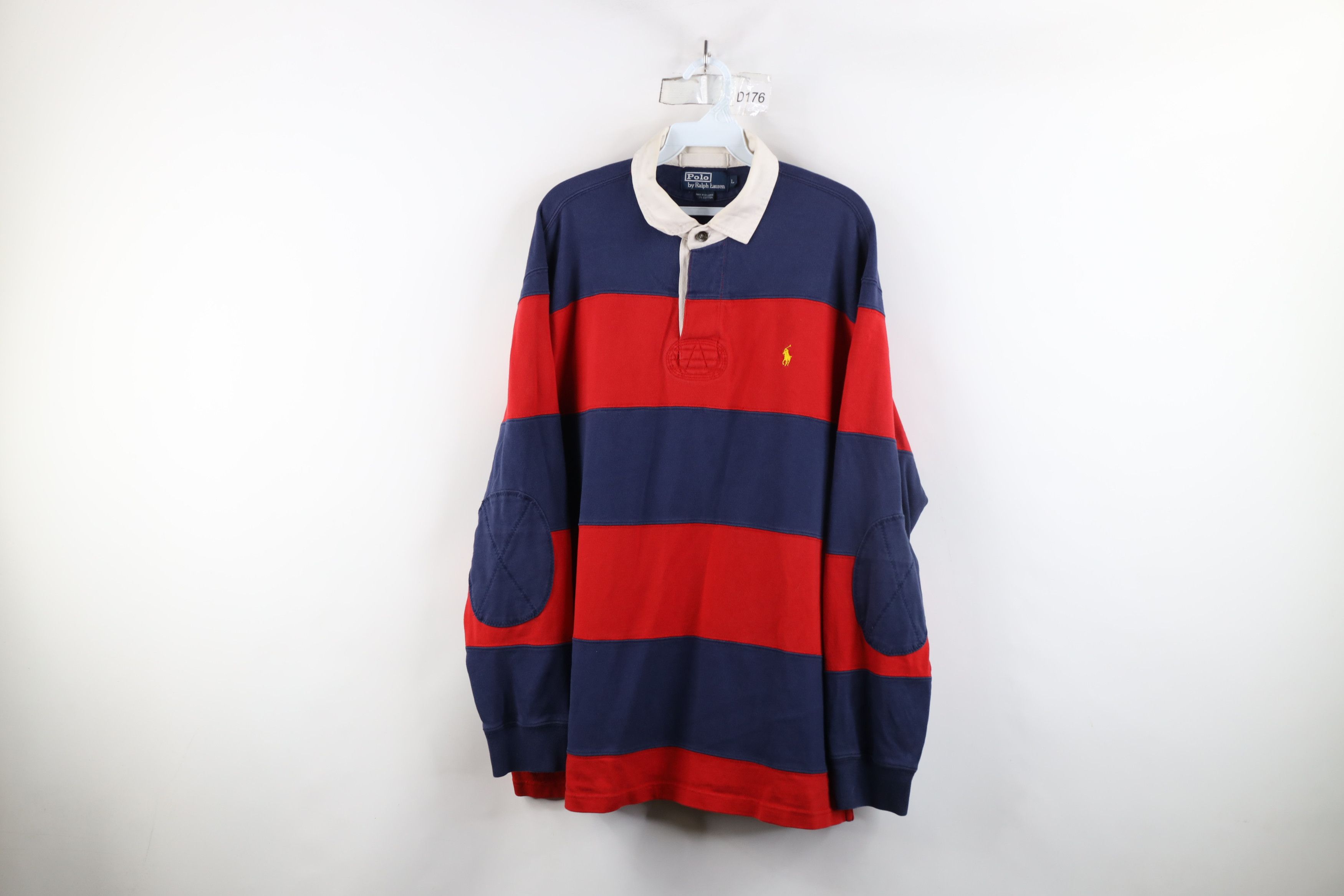 Ralph Lauren × Vintage Vintage 90s Ralph Lauren Long Sleeve Rugby Polo Striped Size US L / EU 52-54 / 3 - 1 Thumbnail