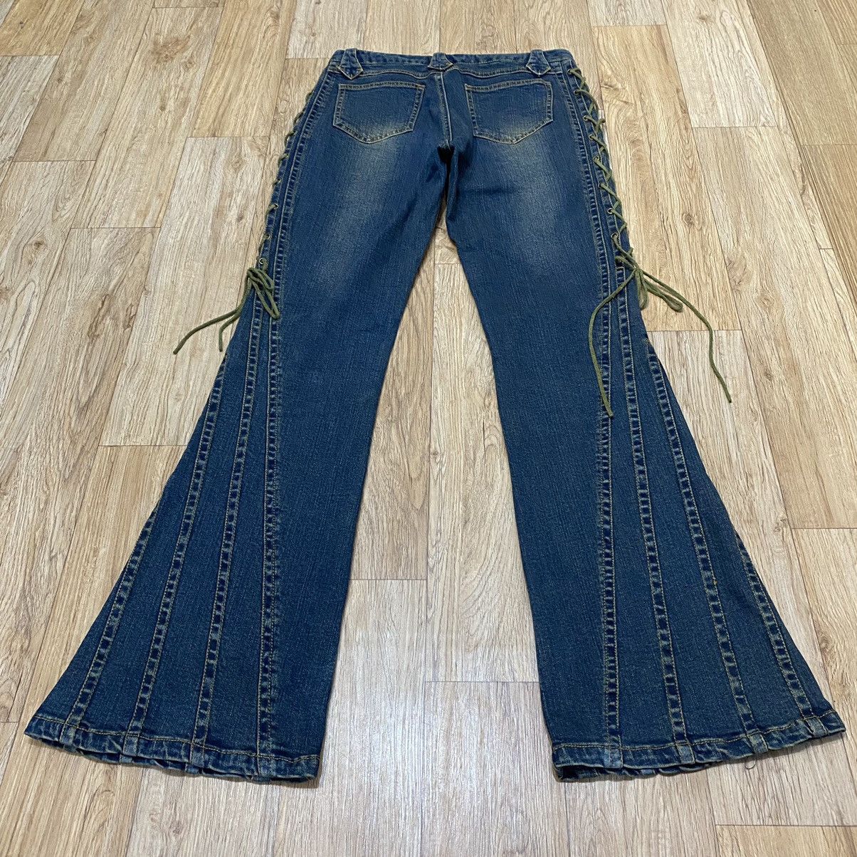 Tornado Mart 90s Brow Dwin Lace Up Flare Denim Pants Size US 26 / EU 42 - 8 Thumbnail