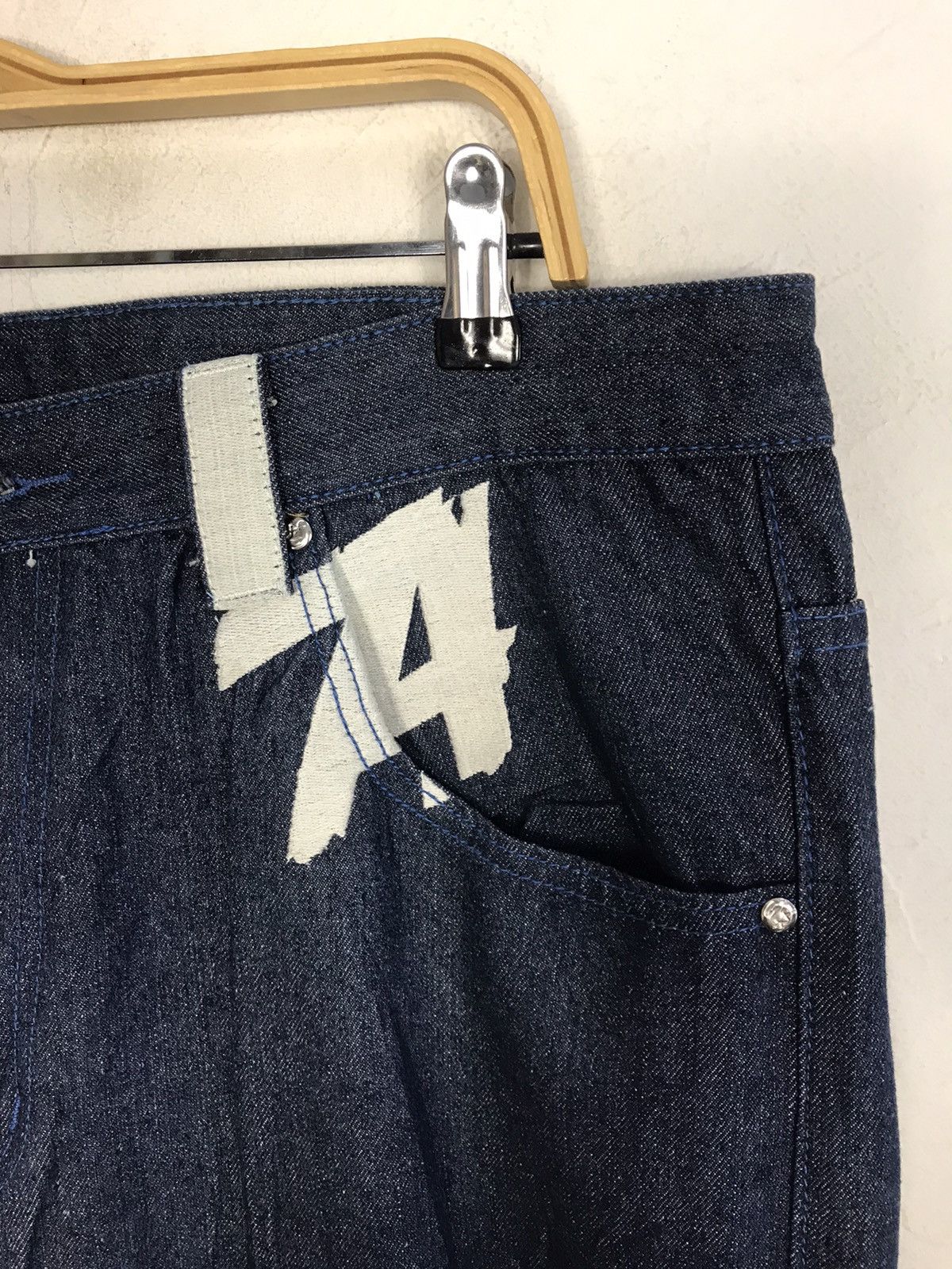 Vintage D.O.P Denim Gangsta 13 La Dark Indigo Denim Baggy Hiphop Size US 38 / EU 54 - 4 Thumbnail