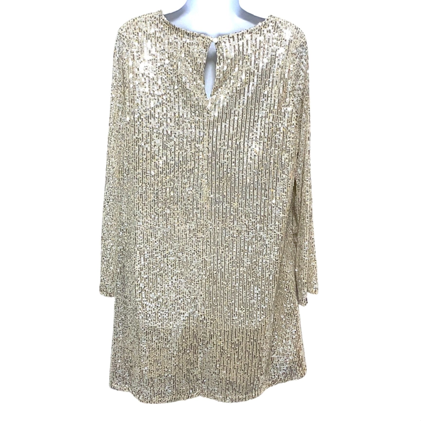 Market Melrose and Market Mini Dress Long Sleeve Sequin XL Cream NYE Party Glam Bling Womens Size XL / US 12-14 / IT 48-50 - 2 Thumbnail