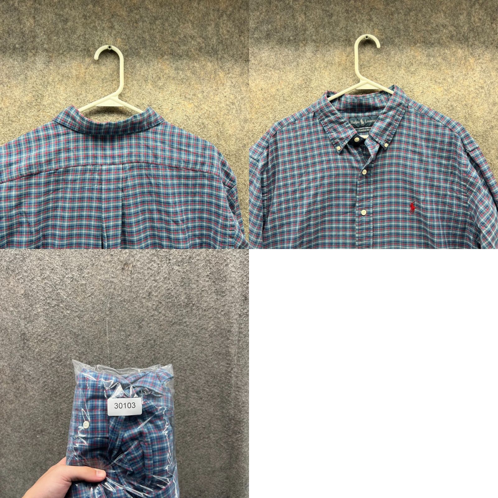 Polo Ralph Lauren VINTAGE Ralph Lauren Shirt Men XL Button-Down Plaid Oxford Classic Fit Blue Size US XL / EU 56 / 4 - 8 Thumbnail
