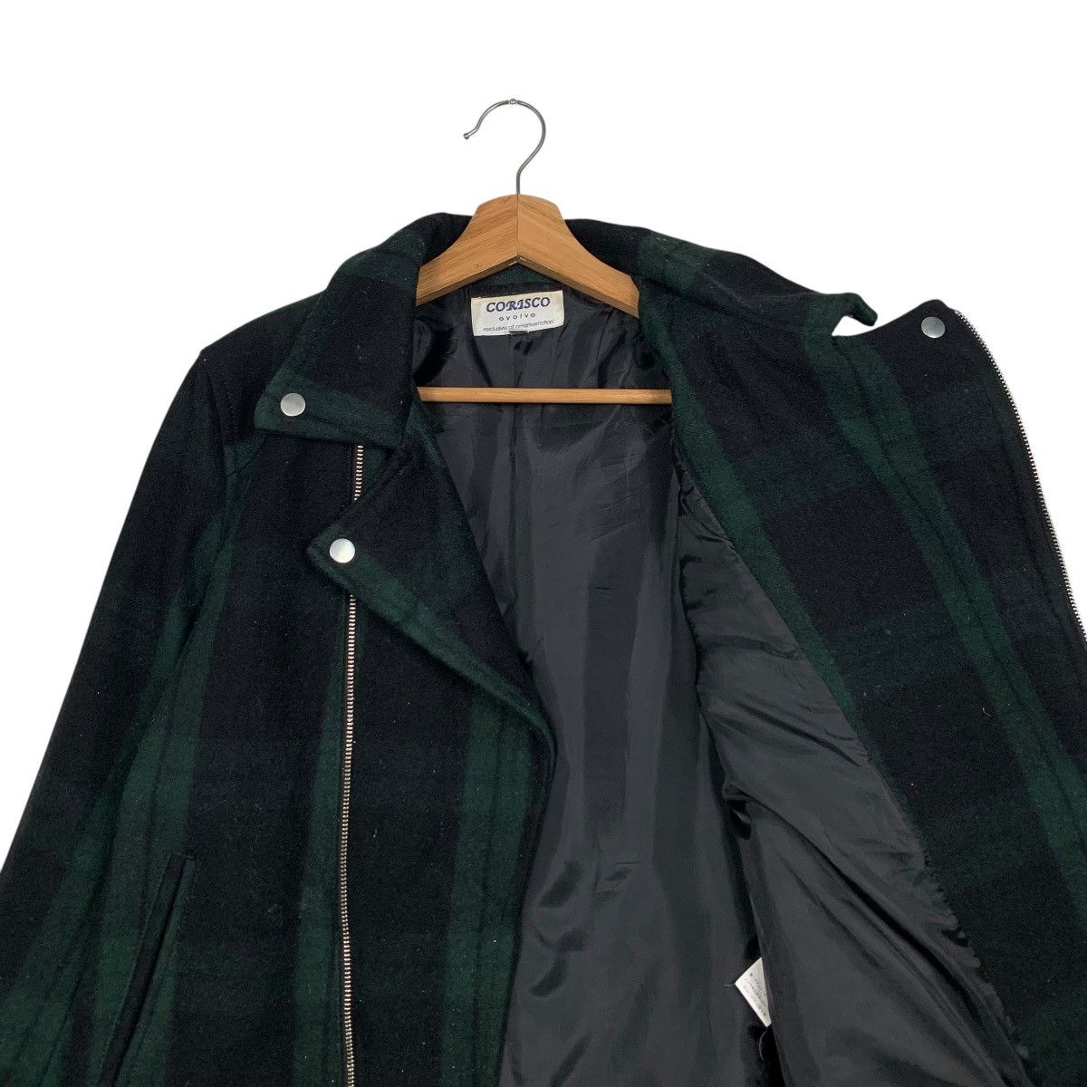 Japanese Brand CORISCO Green Tartan Double Collar Wool Jacket #1649-C73 Size US M / EU 48-50 / 2 - 10 Thumbnail