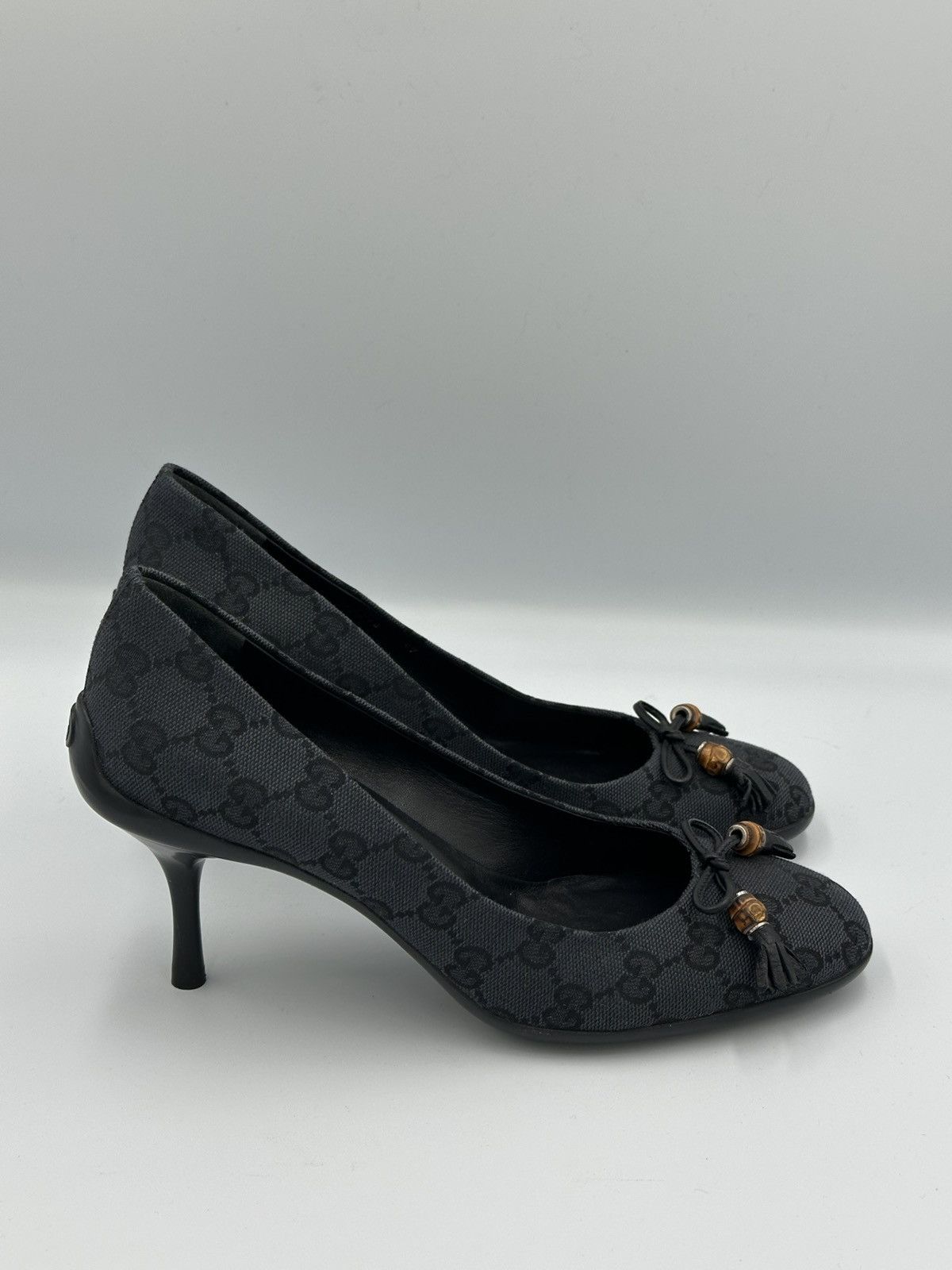 Gucci Gucci GG Canvas Bamboo Tassel Pumps Black Monogram Size US 7 / IT 37 - 4 Thumbnail