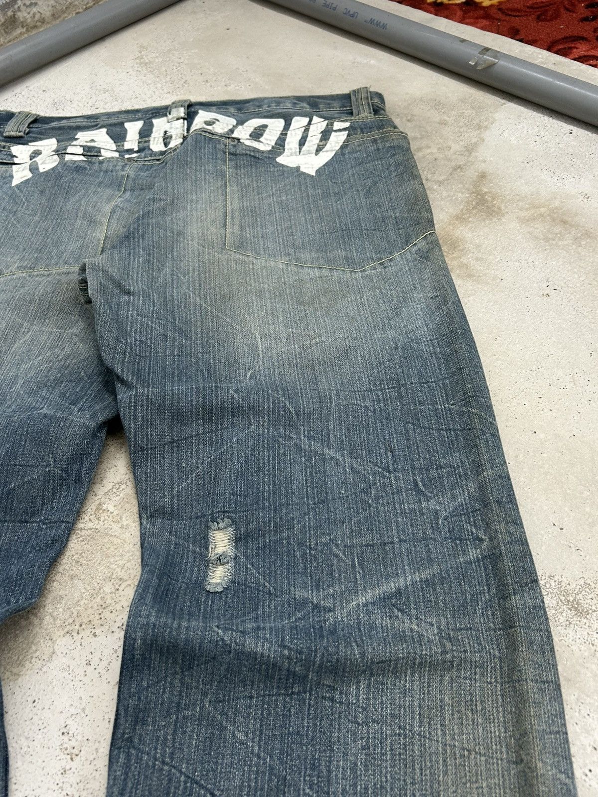 Le Grande Bleu (L.G.B.) Vintage Daily Topics Rainbow Baggy Distressed Washed Whisker Size US 33 - 15 Thumbnail