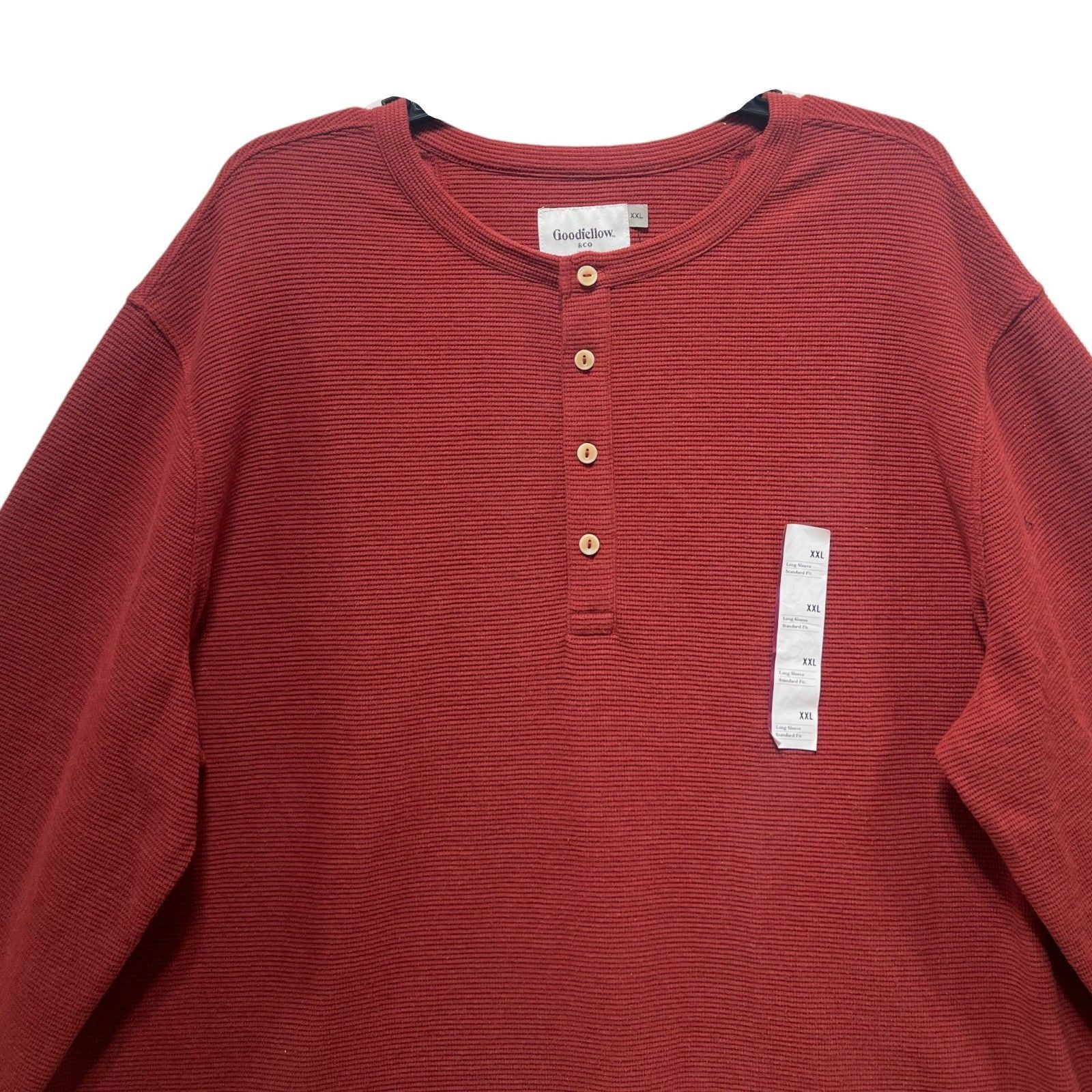 Other GoodFellow - Men's Long Sleeve Henley T-Shirt - Red - XXL Size US XXL / EU 58 / 5 - 16 Thumbnail