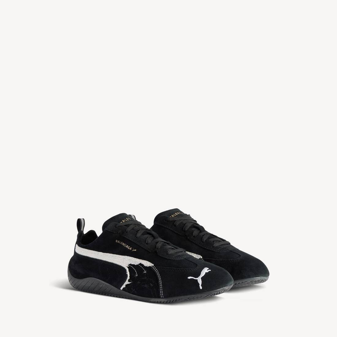 Balenciaga × Puma o1w1db10326 Speedcat Suede Sneakers in Black/White Size US 5.5 / EU 38 - 2 Thumbnail