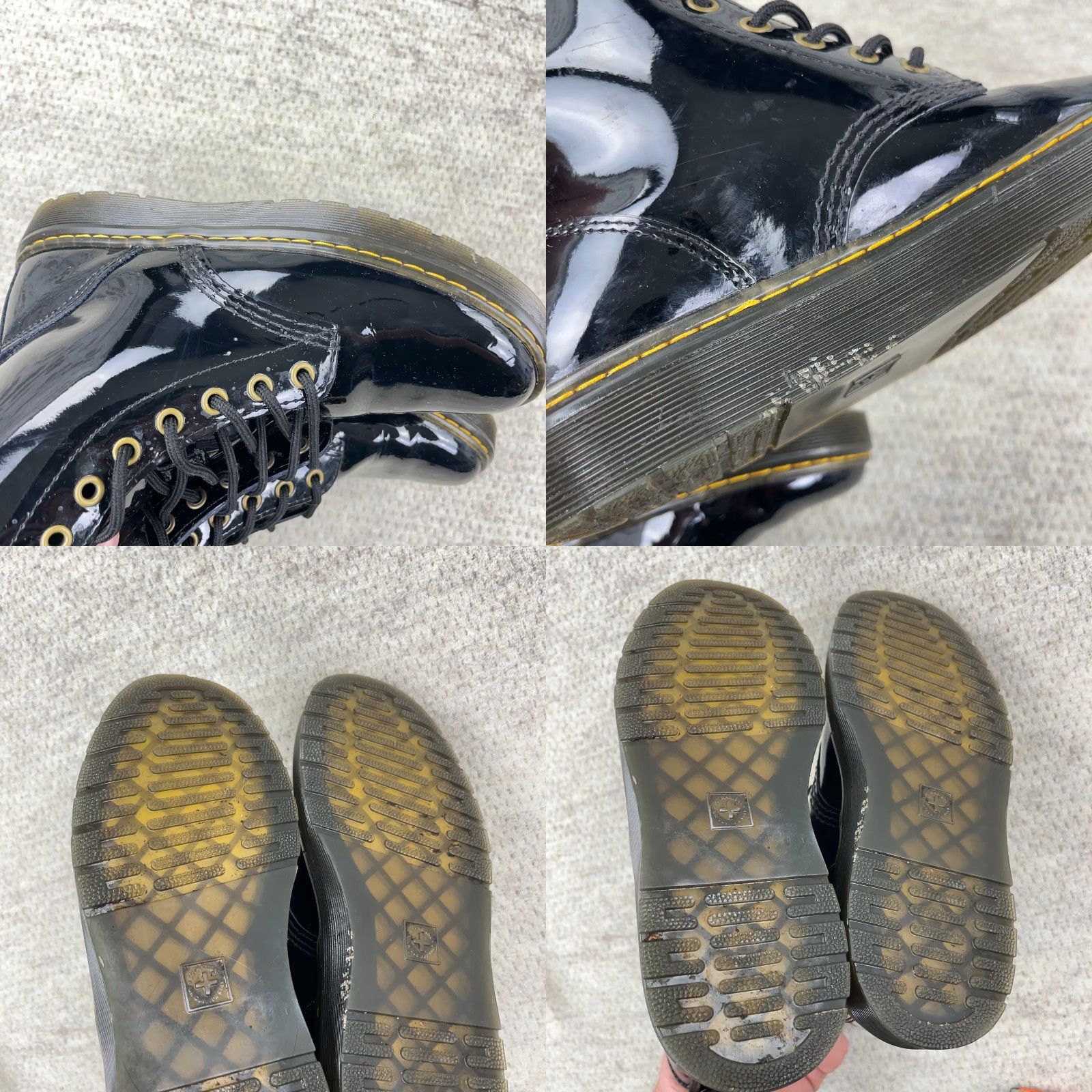 Dr. Martens Dr. Martens Women's Patent Leather Ankle Boots Zavala Size 7 Black Lace-Up Low Heel Punk Size US 7 / IT 37 - 8 Thumbnail