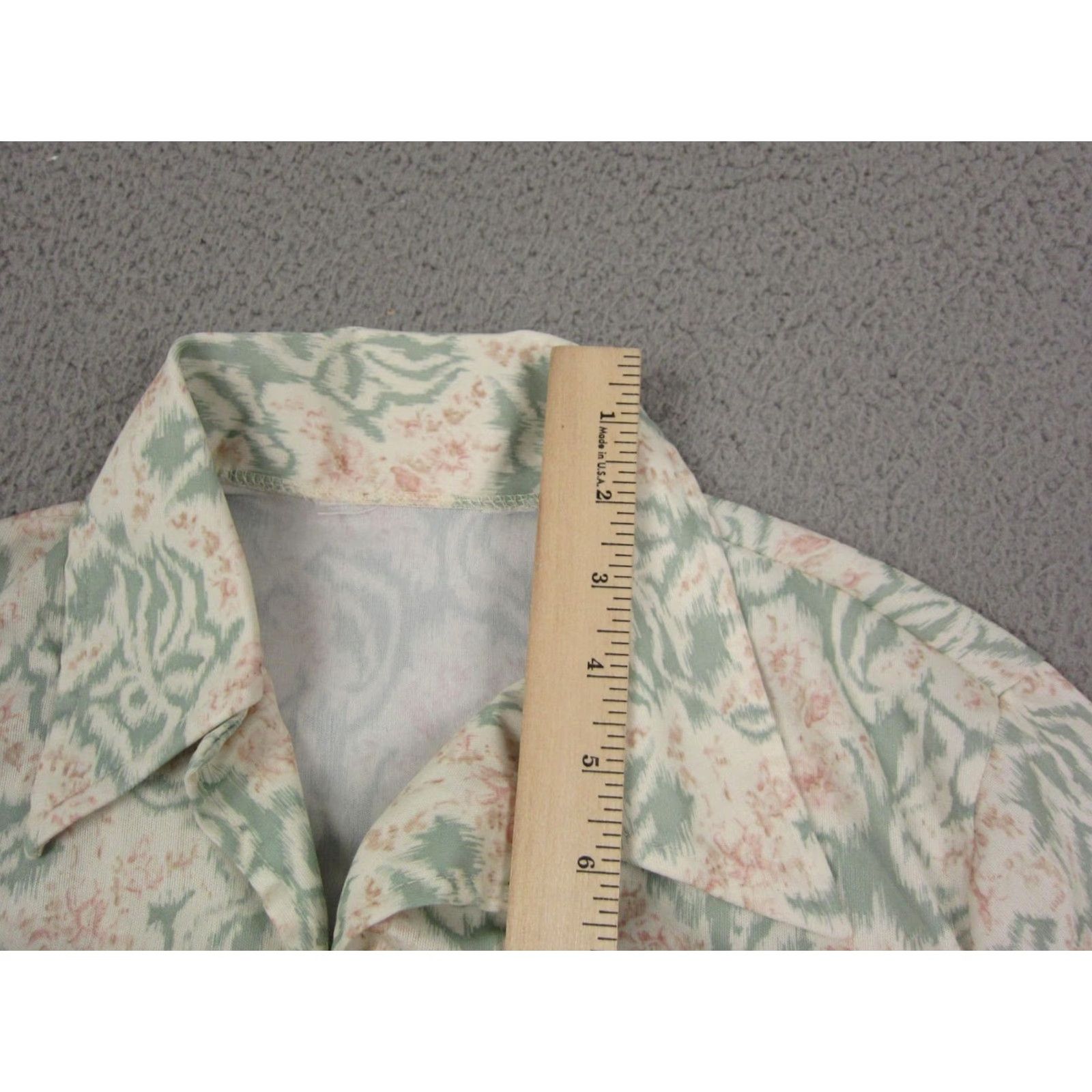 Vintage Vintage Shirt Womens S Green Floral 60s 70s Classic Button-Up Casual Cardigan? Size S / US 4 / IT 40 - 6 Thumbnail