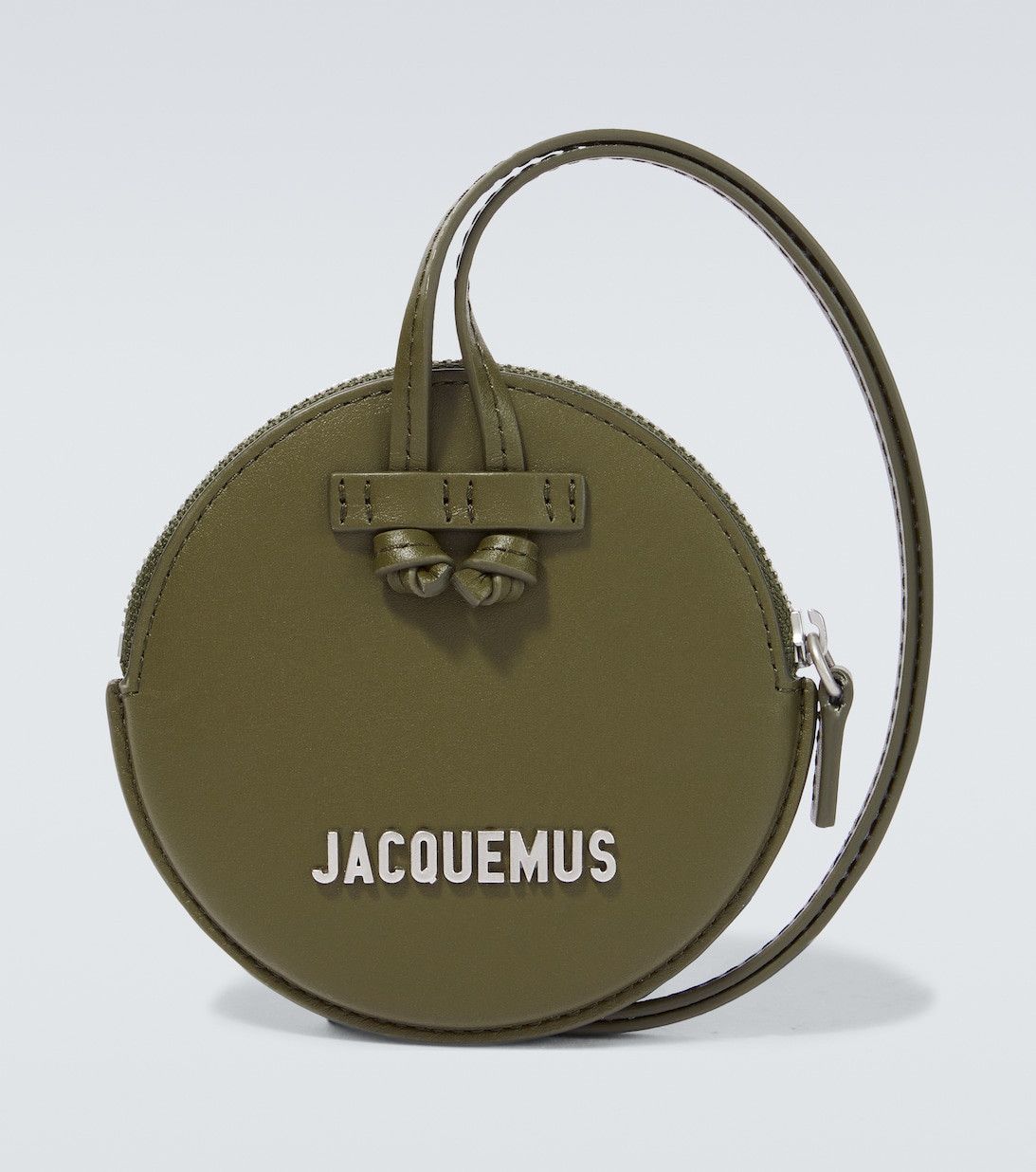 hot bnwt ss23 jacquemus le pitchou leather circle neck pouch oli