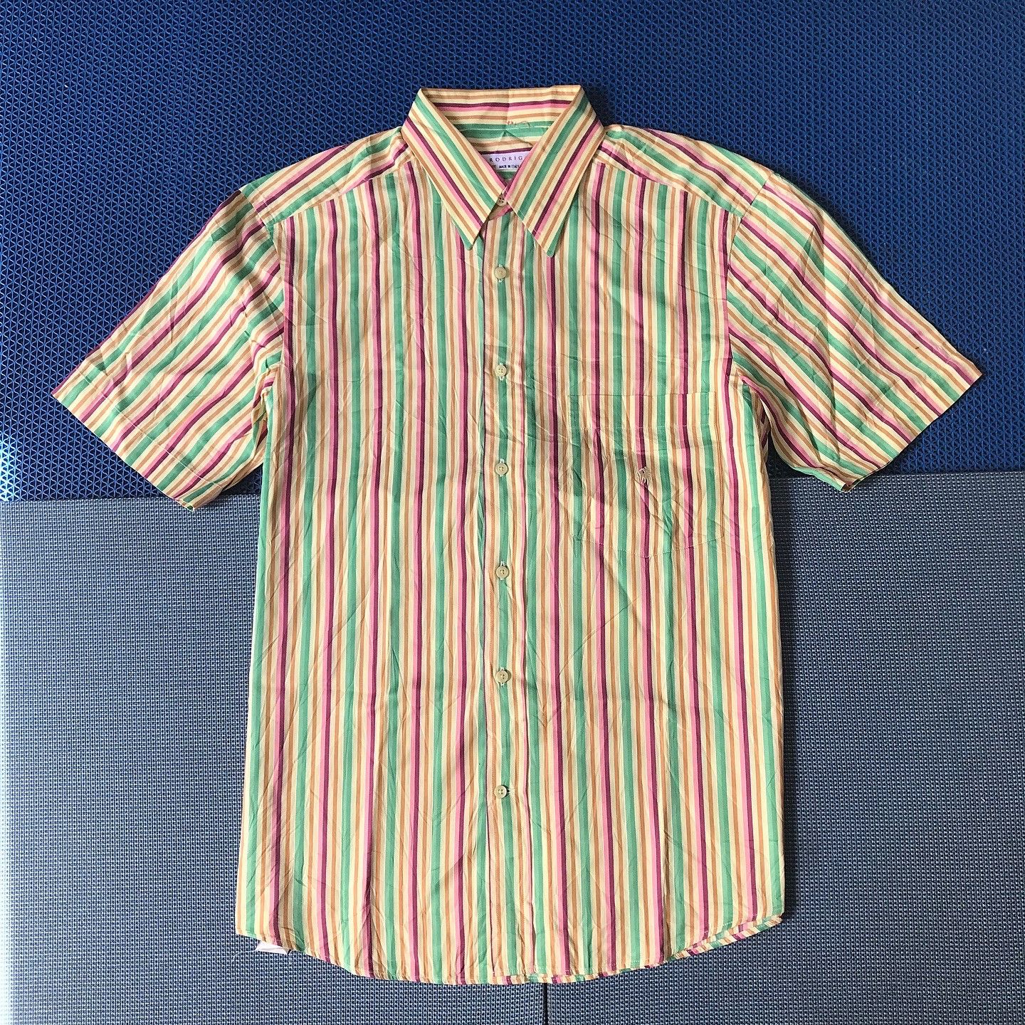 Vintage Rodrigo Made in Italy Blue Striped Cotton Men’s