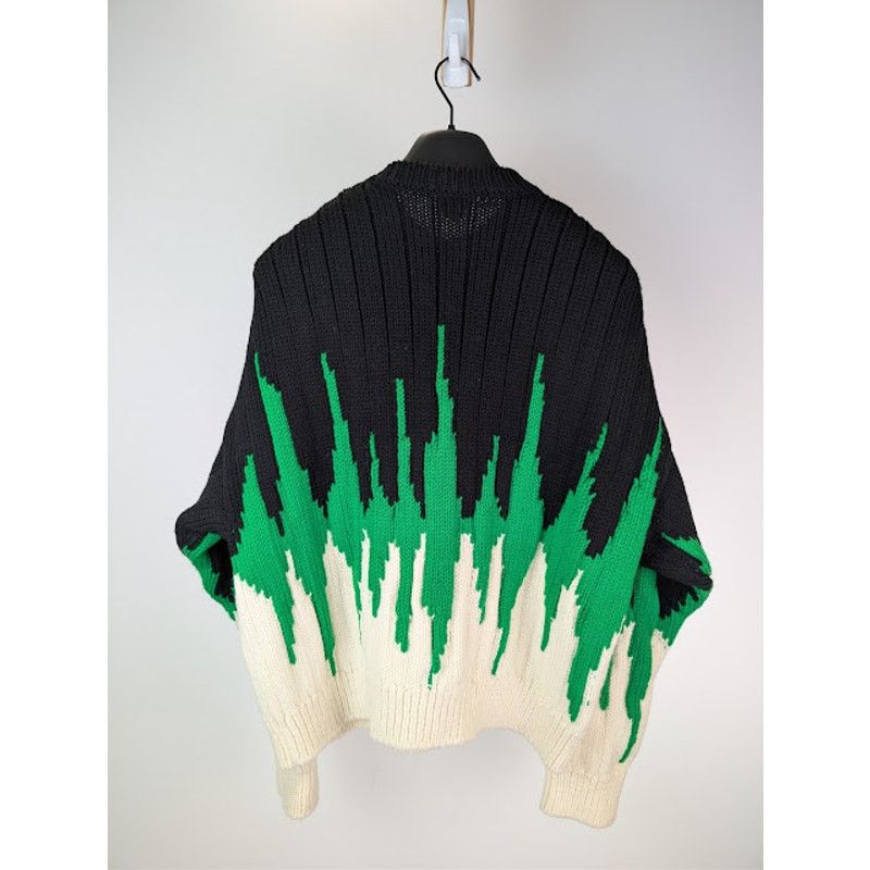 Bottega Veneta o1rshd1 Heavyweight Wool Graphic Knit Sweater Parakeet/Black Size US L / EU 52-54 / 3 - 16 Thumbnail