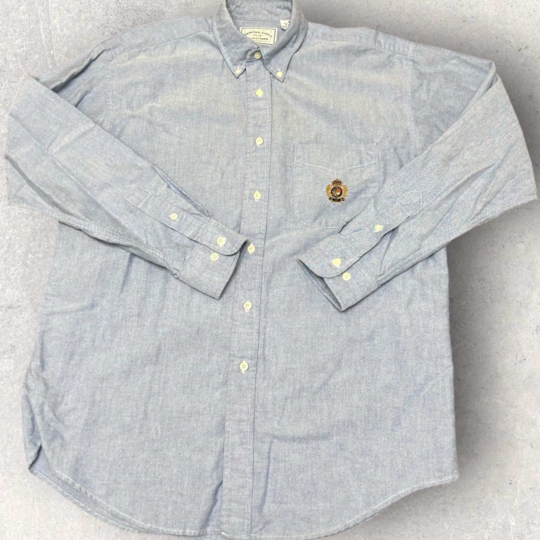 American Eagle Outfitters VTG American Eagle Shirt Mens M Blue Crest Logo Denim Button Up 80's Oversized Regular Fit Size US M / EU 48-50 / 2 - 4 Thumbnail