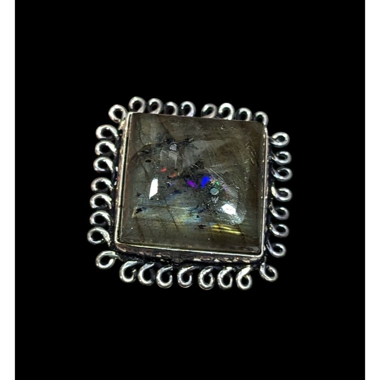 Other Whimsical Labradorite Square Cut Sterling Silver Ring Size 1 Size ONE SIZE - 7 Thumbnail