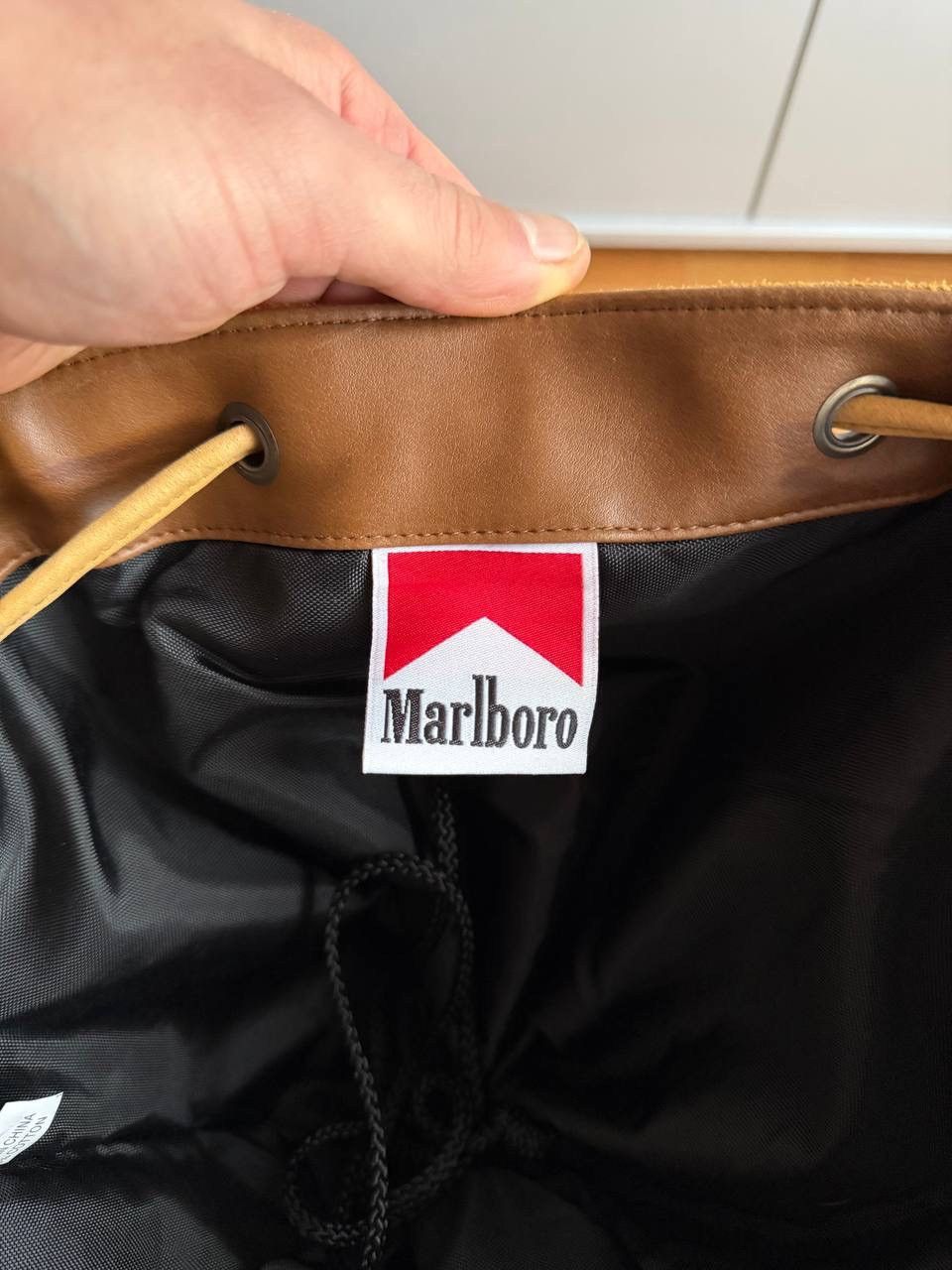 Marlboro Marlboro Brown Cotton Denim Backpack Bag With Leather insert Size ONE SIZE - 8 Thumbnail