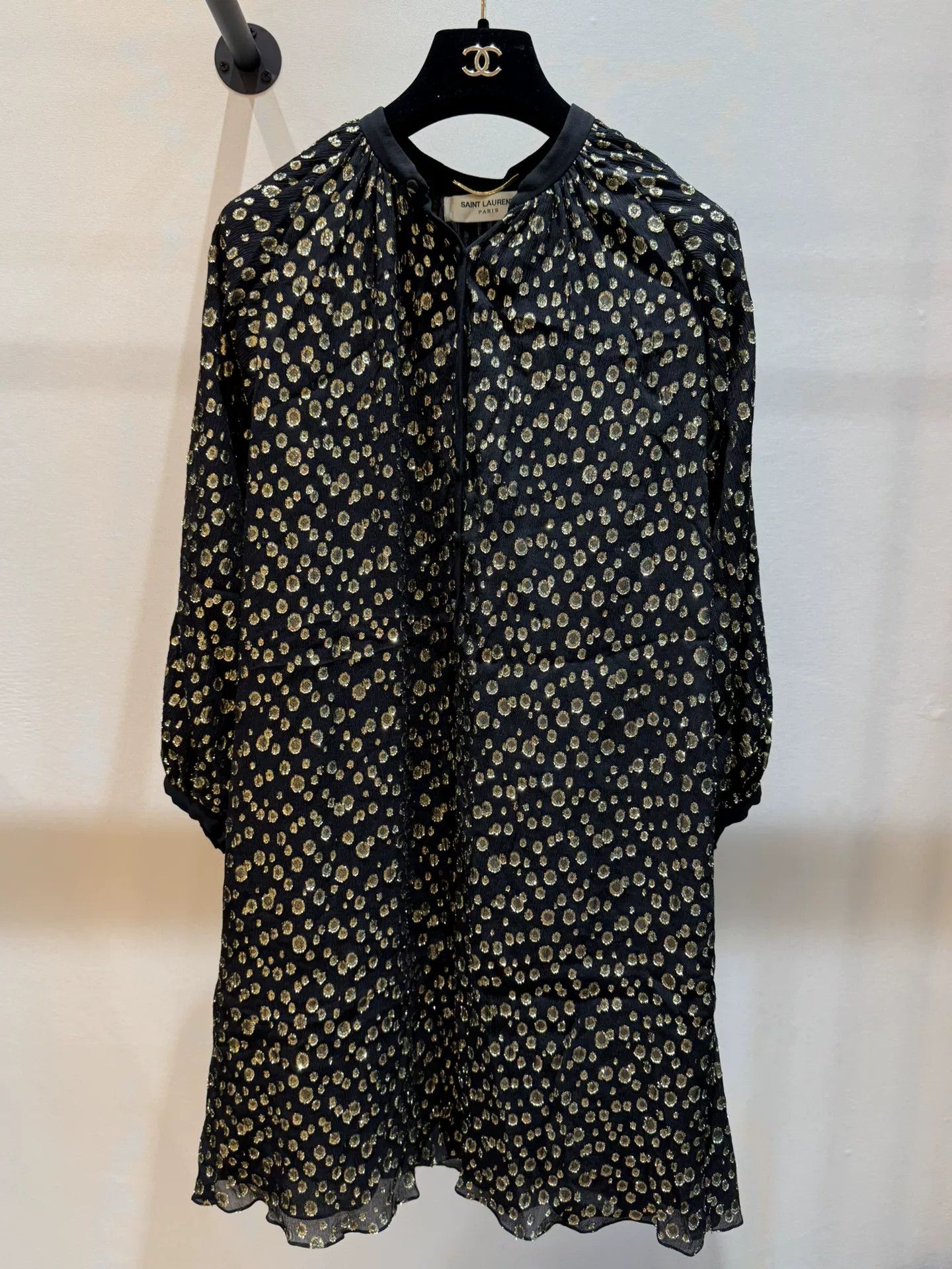 Saint Laurent Paris Saint Laurent Black Polka Dot Dress Size S / US 4 / IT 40 - 1 Thumbnail