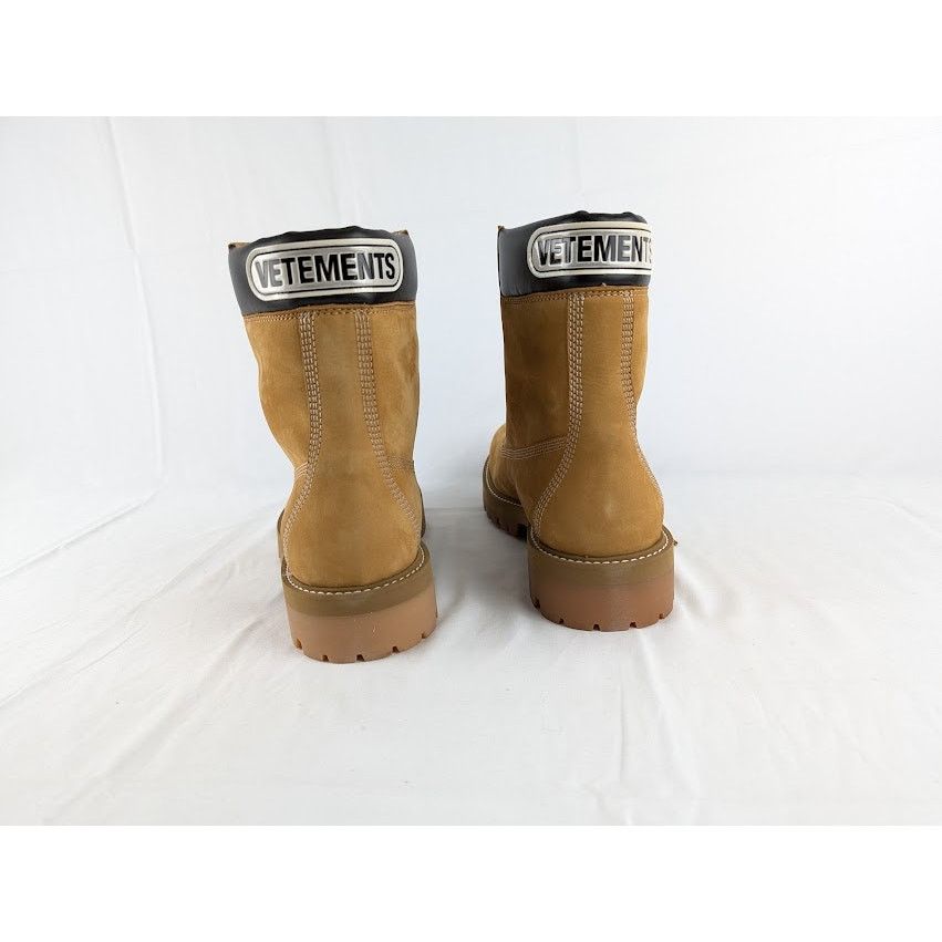 Vetements o1rshd1 Suede Logo Cuff Trucker Boots in Beige Size US 12 / EU 45 - 10 Thumbnail