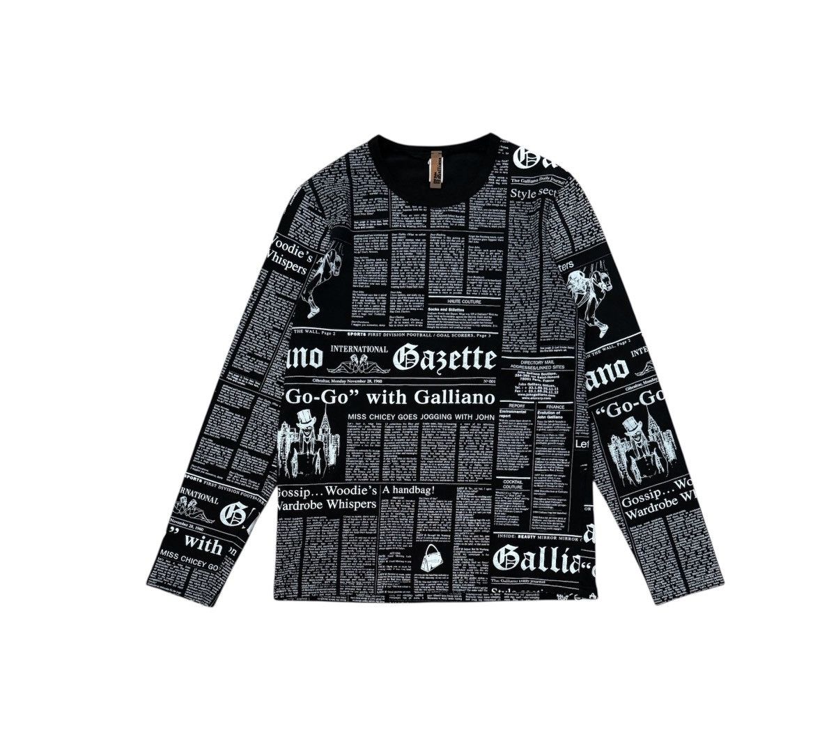 John Galliano Rare !! Vintage John Calliano newspaper print LS Shirt Size US S / EU 44-46 / 1 - 1 Thumbnail