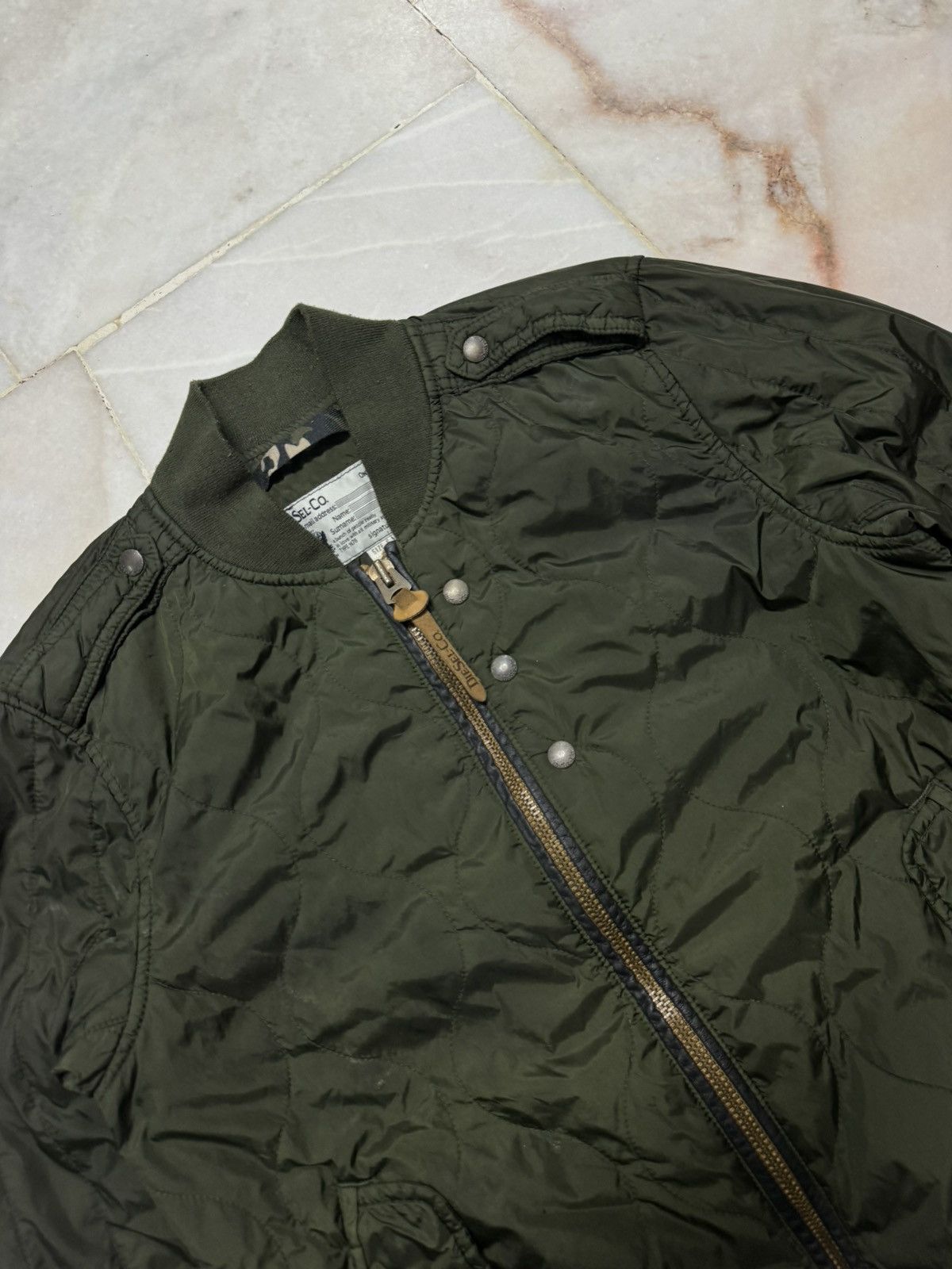 Diesel 💥VINTAGE Y2K DIESEL-CO OLIVE GREEN MILITARY DISTRESS BOMBERS Size US S / EU 44-46 / 1 - 6 Thumbnail