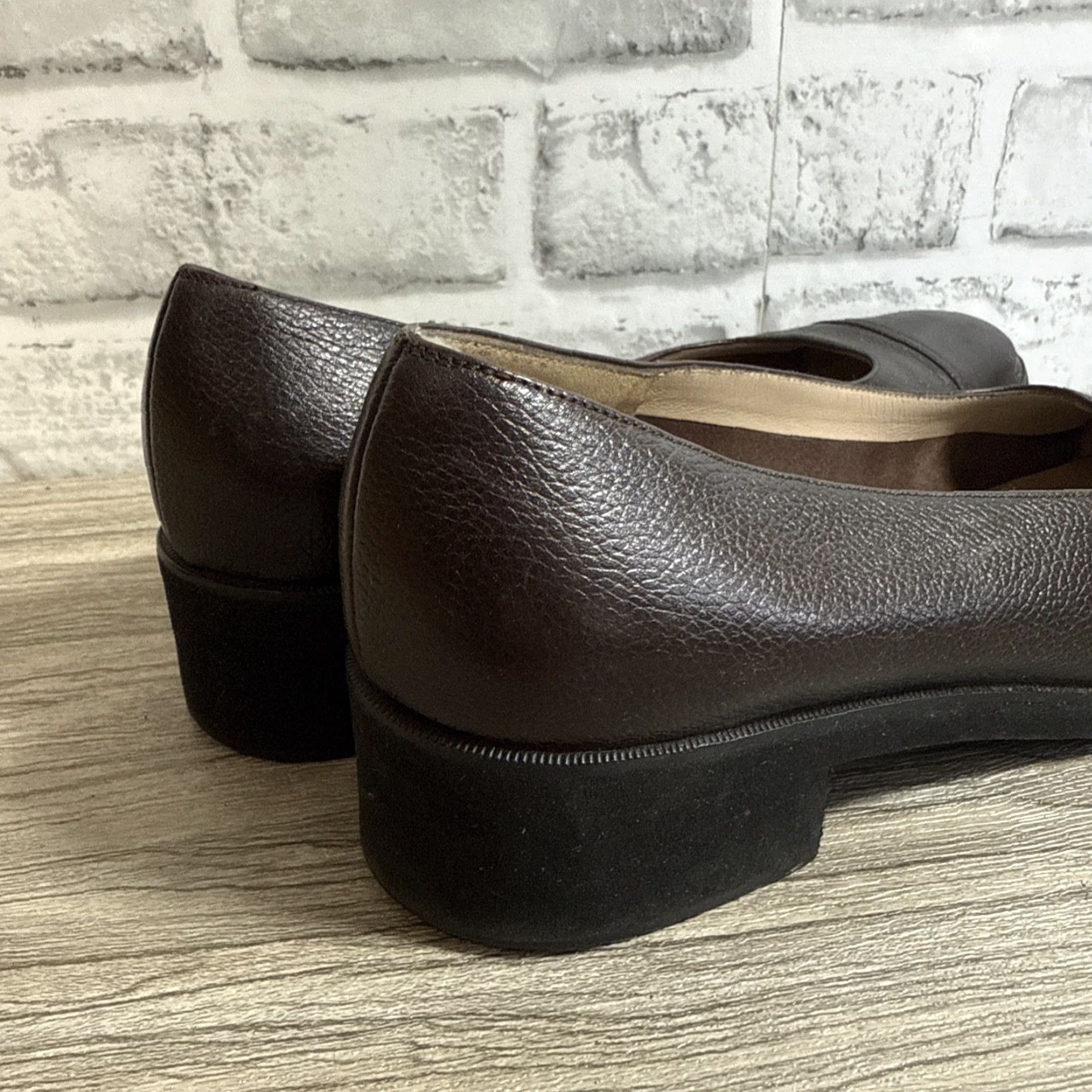 Vintage VINTAGE Ferragamo Slip Womens 7.5B Heel Leather Brown Shoes Size US 8 / IT 38 - 4 Thumbnail