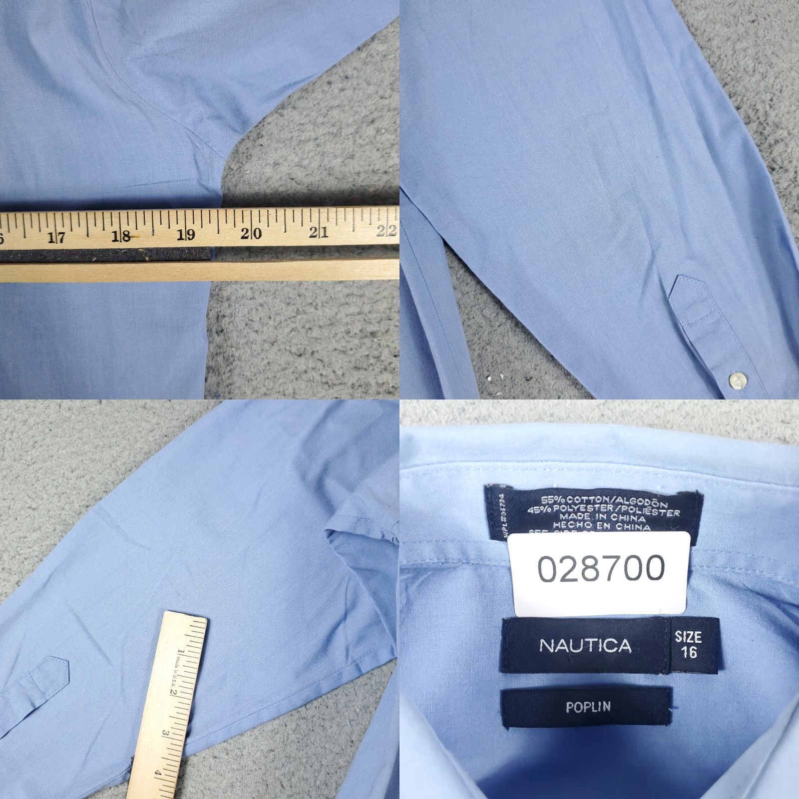 Nautica Nautica Dress Shirt Men Size 16 Blue Poplin Long Sleeve Button Up Collared Formal Workwear Regular Fit American Classic 90s (if applicable) Mens Size 42R - 8 Thumbnail