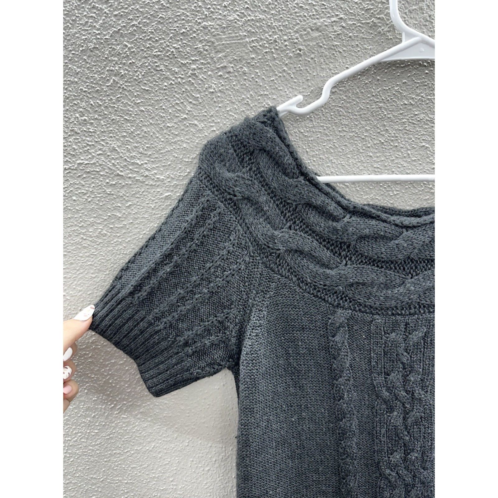 Calvin Klein Calvin Klein Womens Dress Small Gray Short Sleeve Cable Knit Sweater Dress Size S / US 4 / IT 40 - 2 Thumbnail