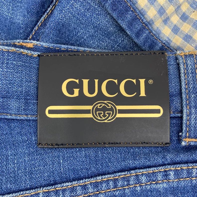 Gucci Gucci Blue tiger floral embroidered cotton casual denim sho Size 26" / US 2 / IT 38 - 5 Thumbnail