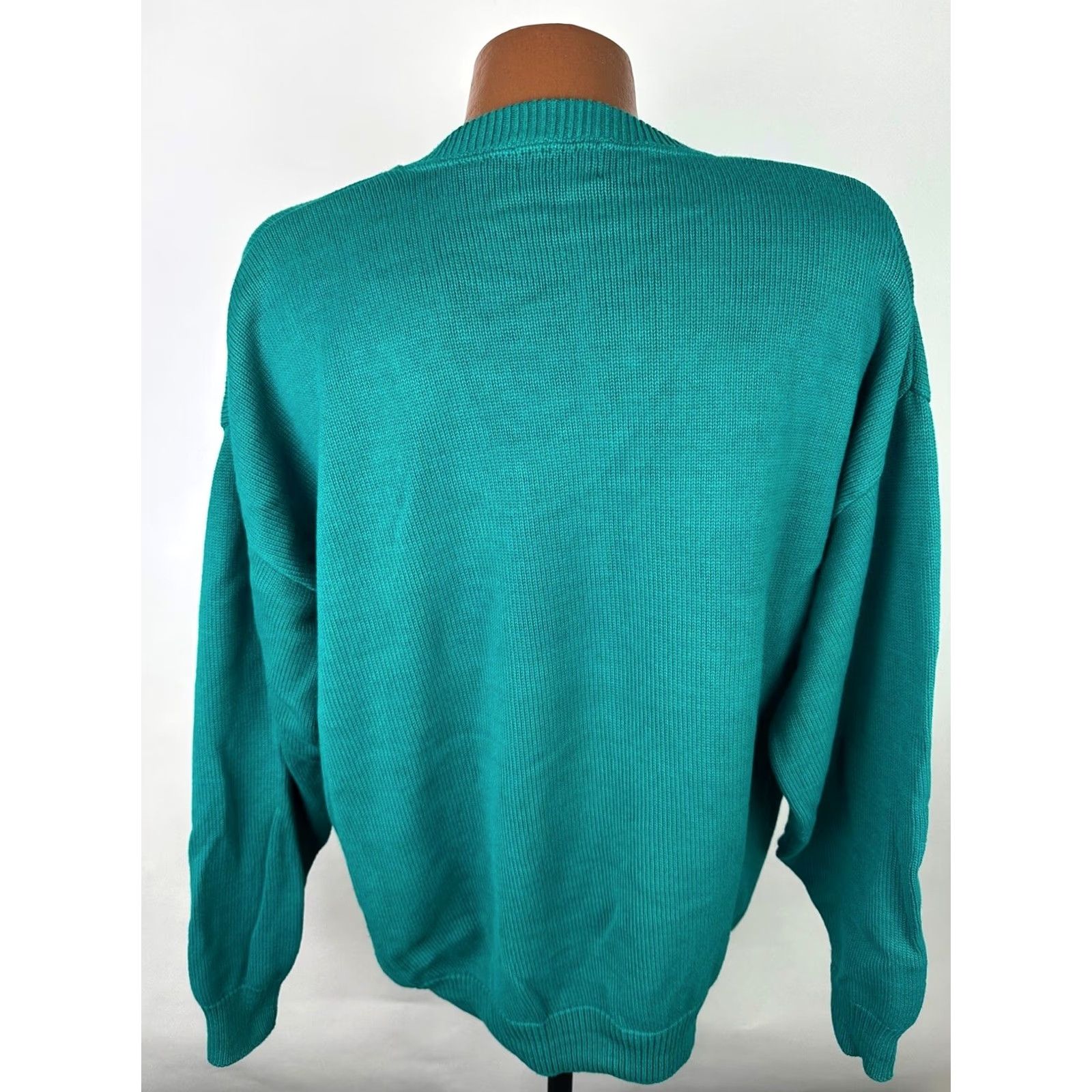 Vintage VINTAGE Vantage Teal Green Cotton Pullover Sweater - Mens XL, Long Sleeve, Knit, V-Neck, 80s Preppy Dad Grunge Retro Size US XL / EU 56 / 4 - 7 Thumbnail