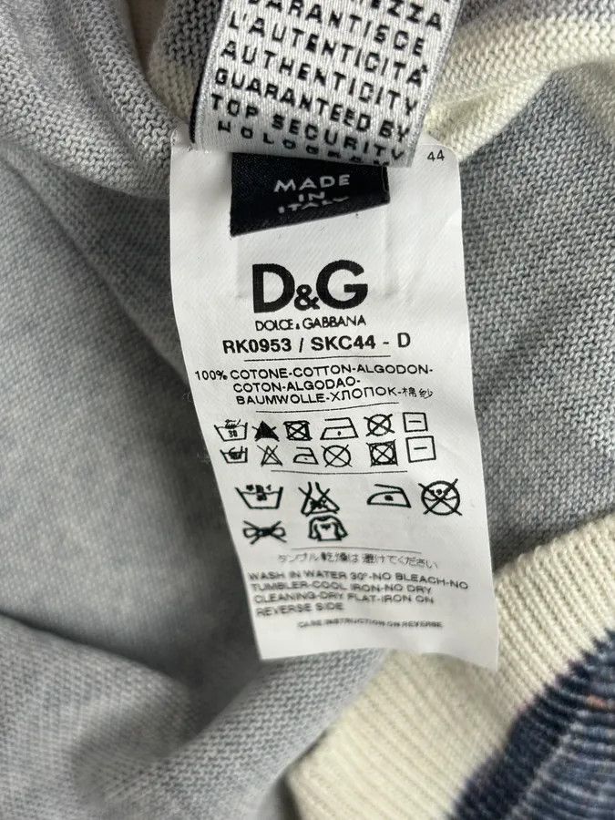 Dolce & Gabbana SS2010 Dolce & Gabbana Blue Denim Trompe-loeil V Neck Sweater Size US S / EU 44-46 / 1 - 13 Thumbnail