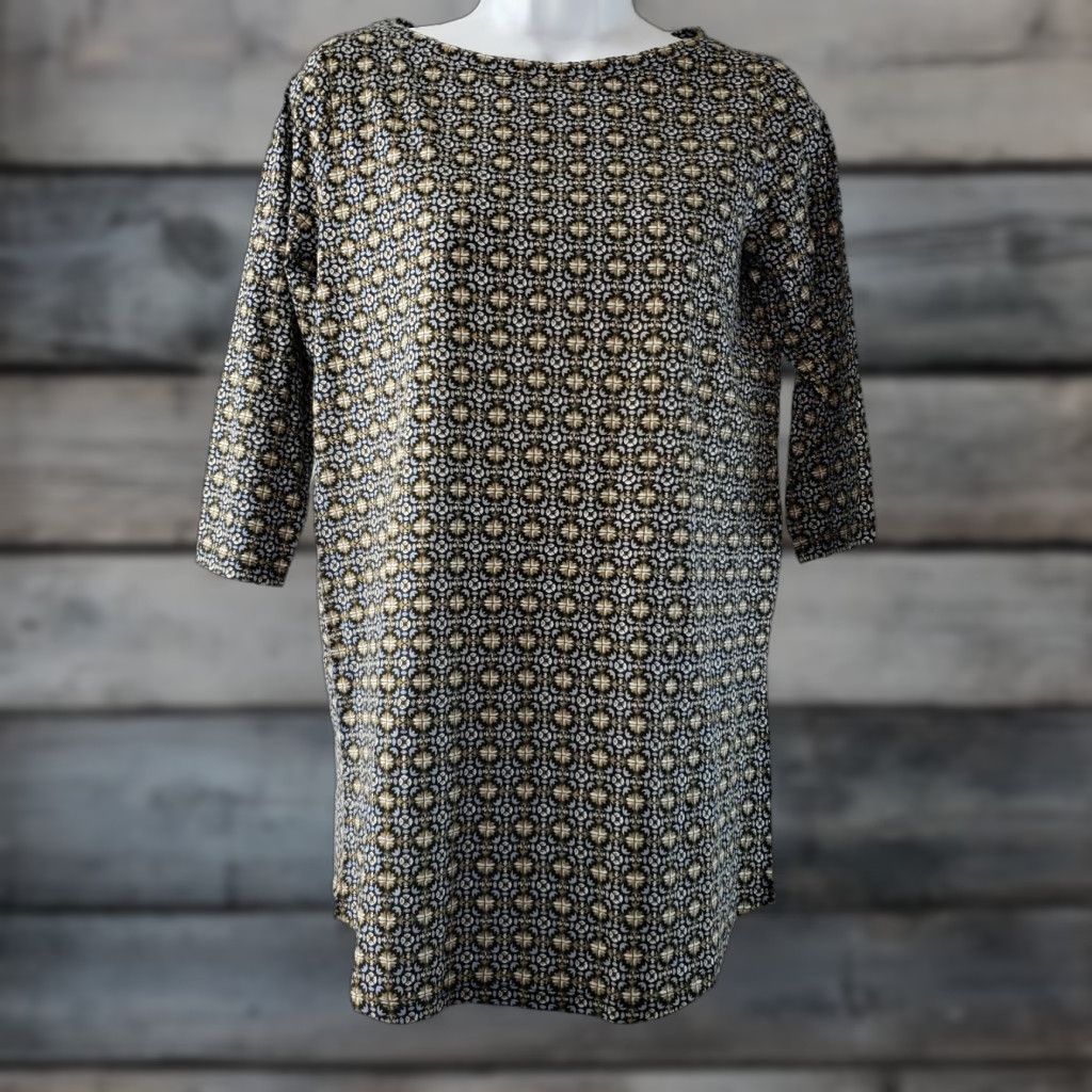 J. Jill J Jill Womens Blouse XS Floral Printed Top Blue Tan Pima Cotton Half Sleeves 95% Pima Cotton 5% Spandex Mens Womens Girls Boys Size XS / US 0-2 / IT 36-38 - 1 Thumbnail