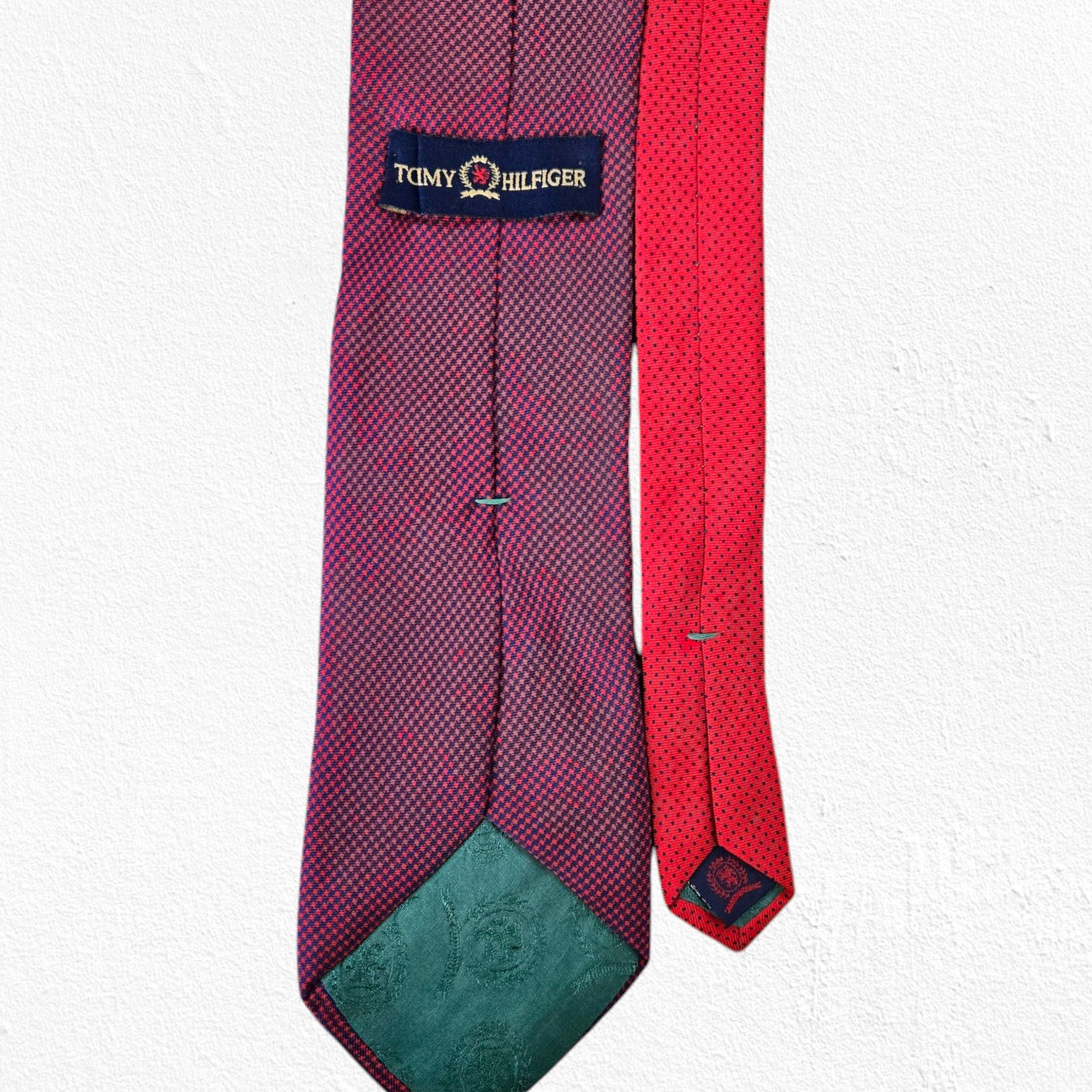 Tommy Hilfiger Vintage Tommy Hilfiger Red Blue Houndstooth Silk Neck Tie Size ONE SIZE - 7 Thumbnail