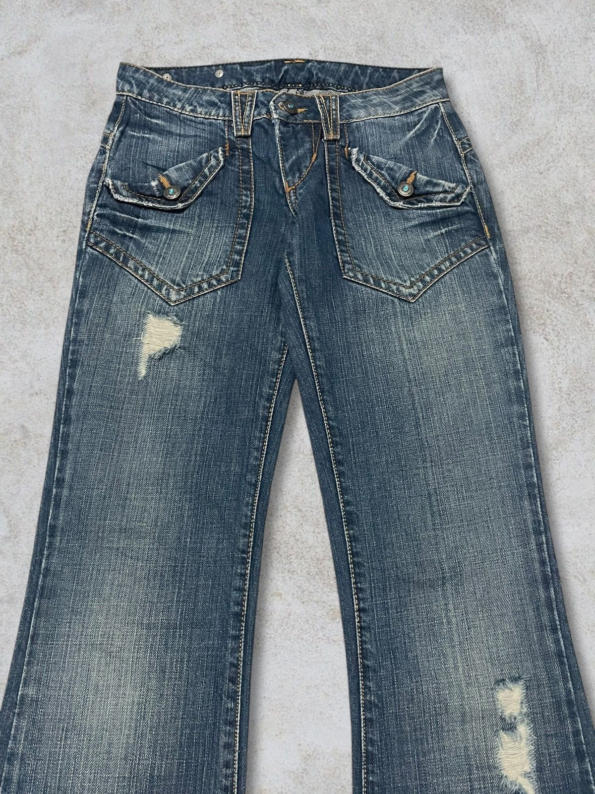 KMRii Vintage Bonaventure Diamond Button Metal Tag Bootcut Jeans Size 28" / US 6 / IT 42 - 2 Thumbnail