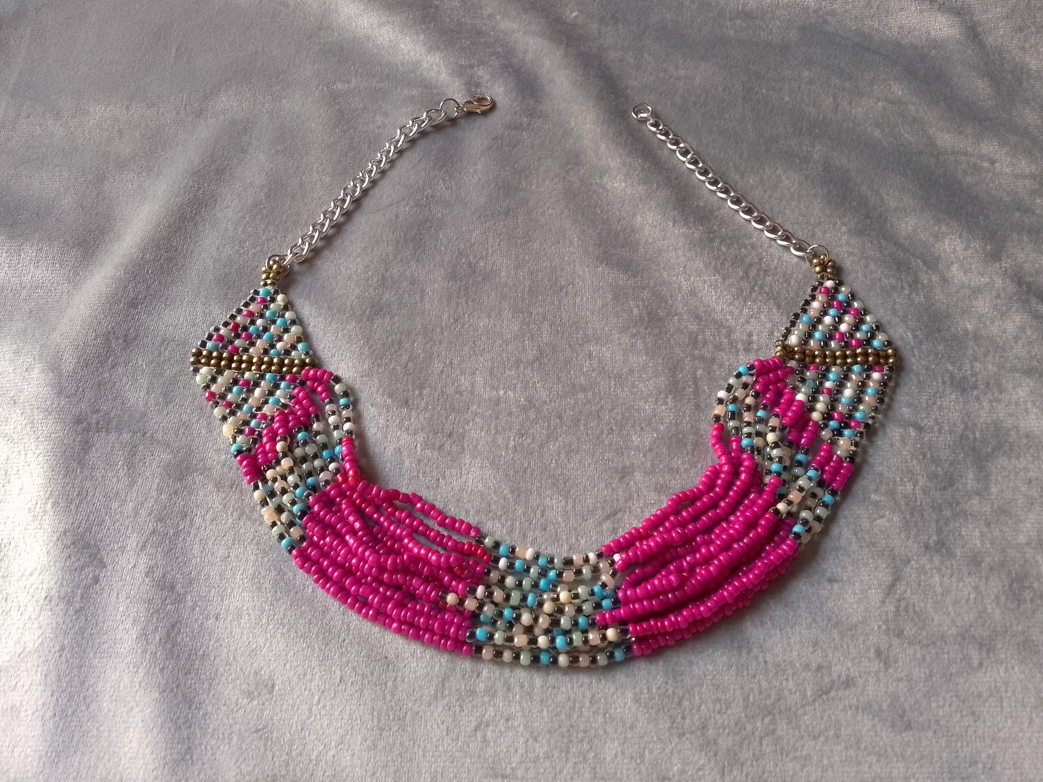 Handmade Necklace Ethnic African Style Pink Multicolor Multithread Size ONE SIZE - 1 Thumbnail