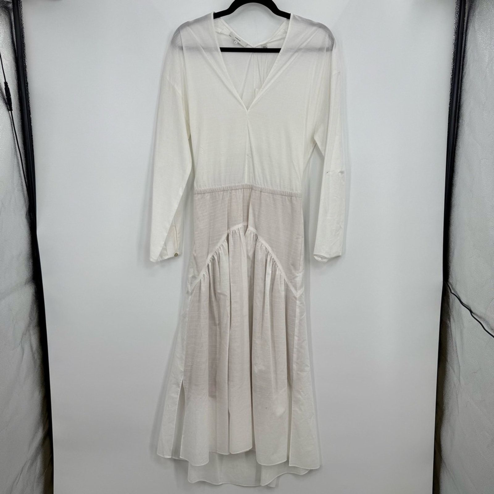 Vince NWT Vince Cutout Slub Cotton Midi Dress Long Sleeve S Size S / US 4 / IT 40 - 4 Thumbnail