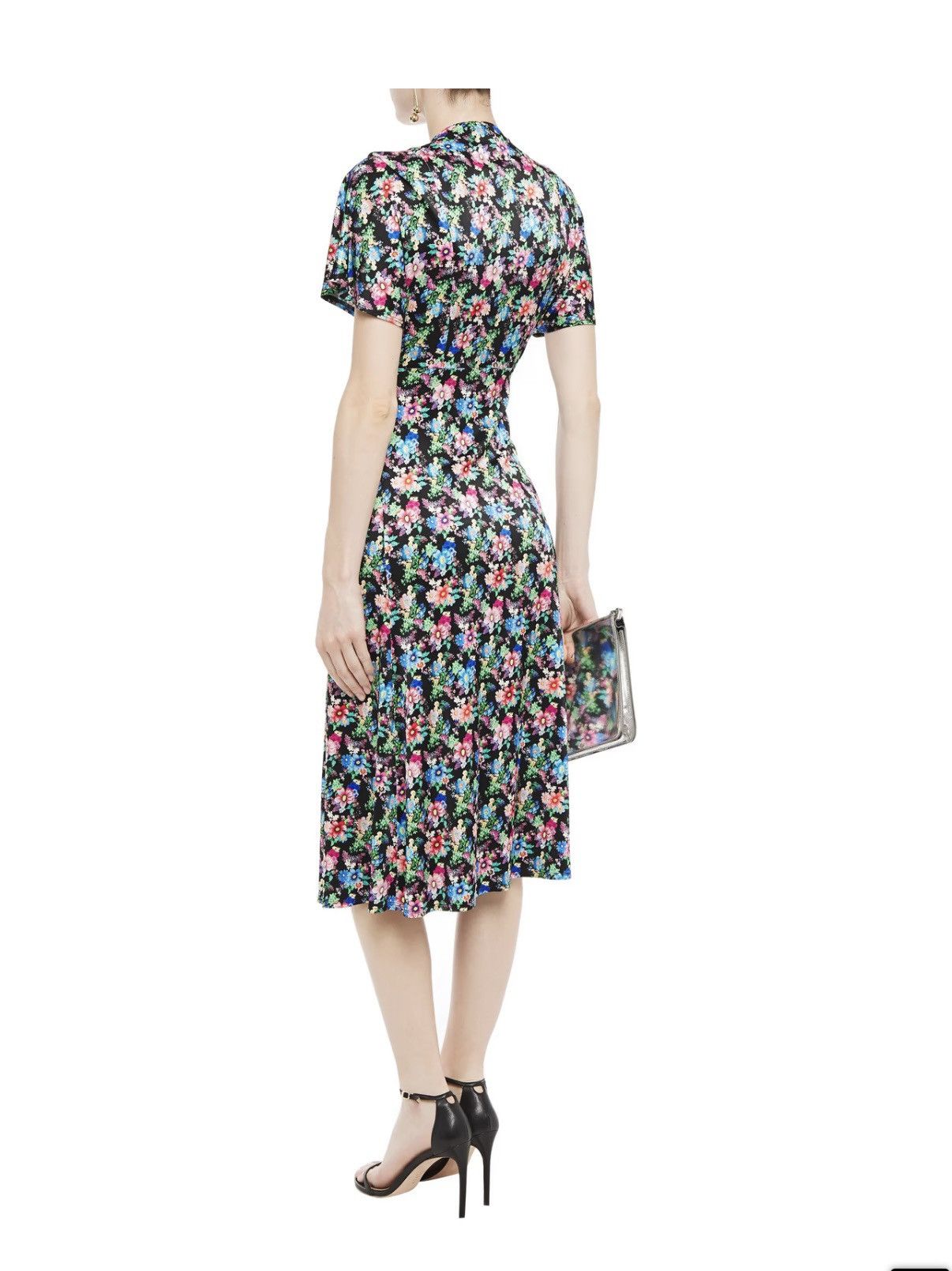 Paco Rabanne Paco Rabbane Gathered Floral Print Stretch Jersey Midi Dress Size M / US 6-8 / IT 42-44 - 2 Thumbnail